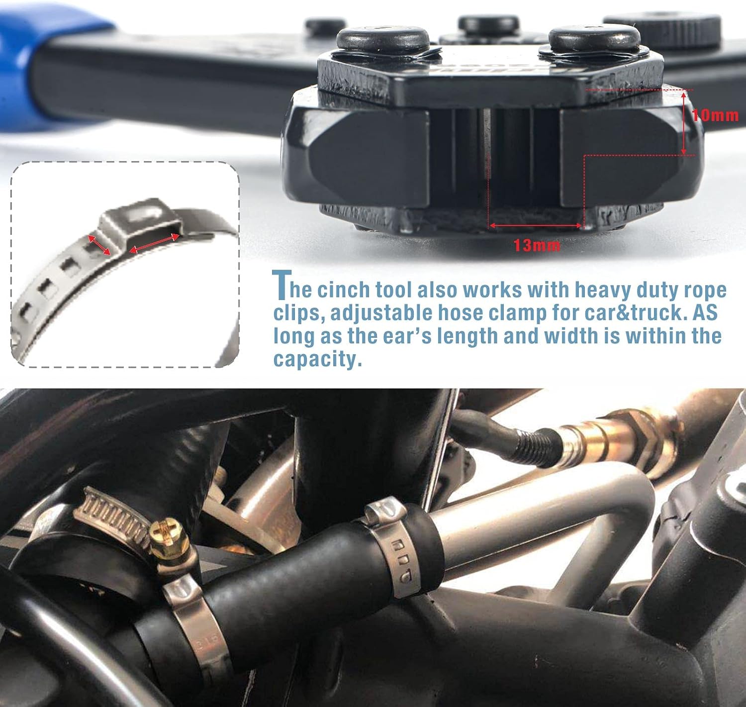 iCrimp PEX Clamp Cinch Tool Set with Pipe Cutter - Fits 3/8" to 1" Stainless Steel Clamps - ASTM F2098 Compliant - Blue & Red