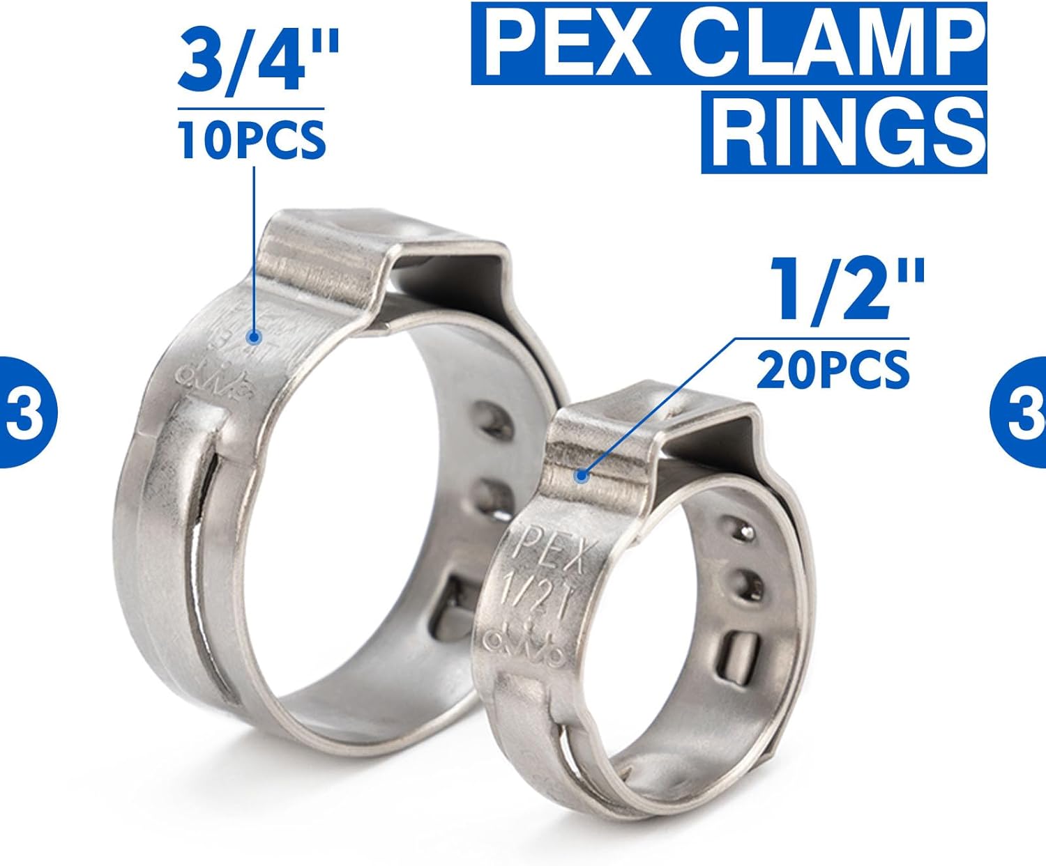 iCrimp Ratchet PEX Cinch Tool with Removal Function and Clamps for Stainless Steel - Complete PEX Crimper Kit with Pipe Cutter