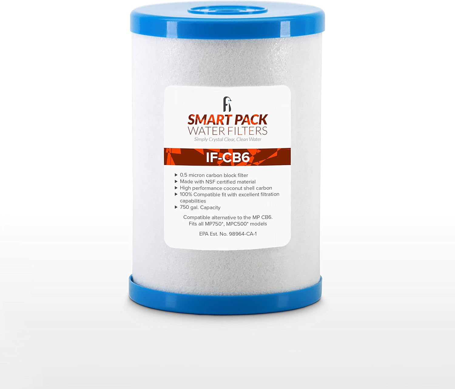 iFilters CB6 Carbon Block Water Filter Replacement Compatible with Smart Pack Water Filters MP MPC Systems