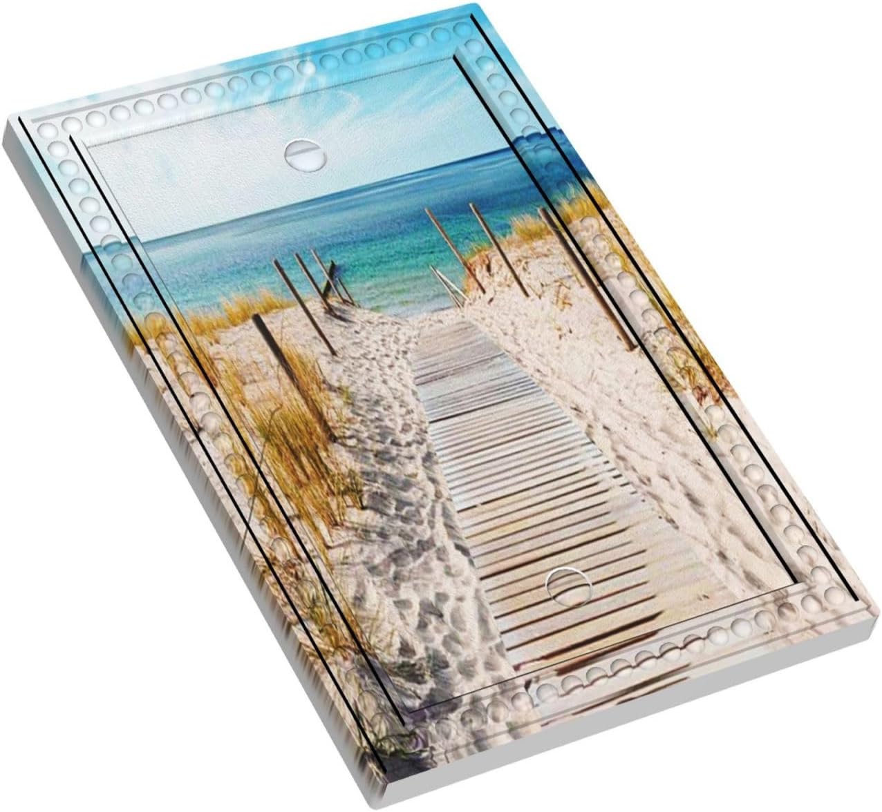 Igneinf Peaceful Beach Blank Light Switch Cover Wall Plate for Home Decor Ocean Theme