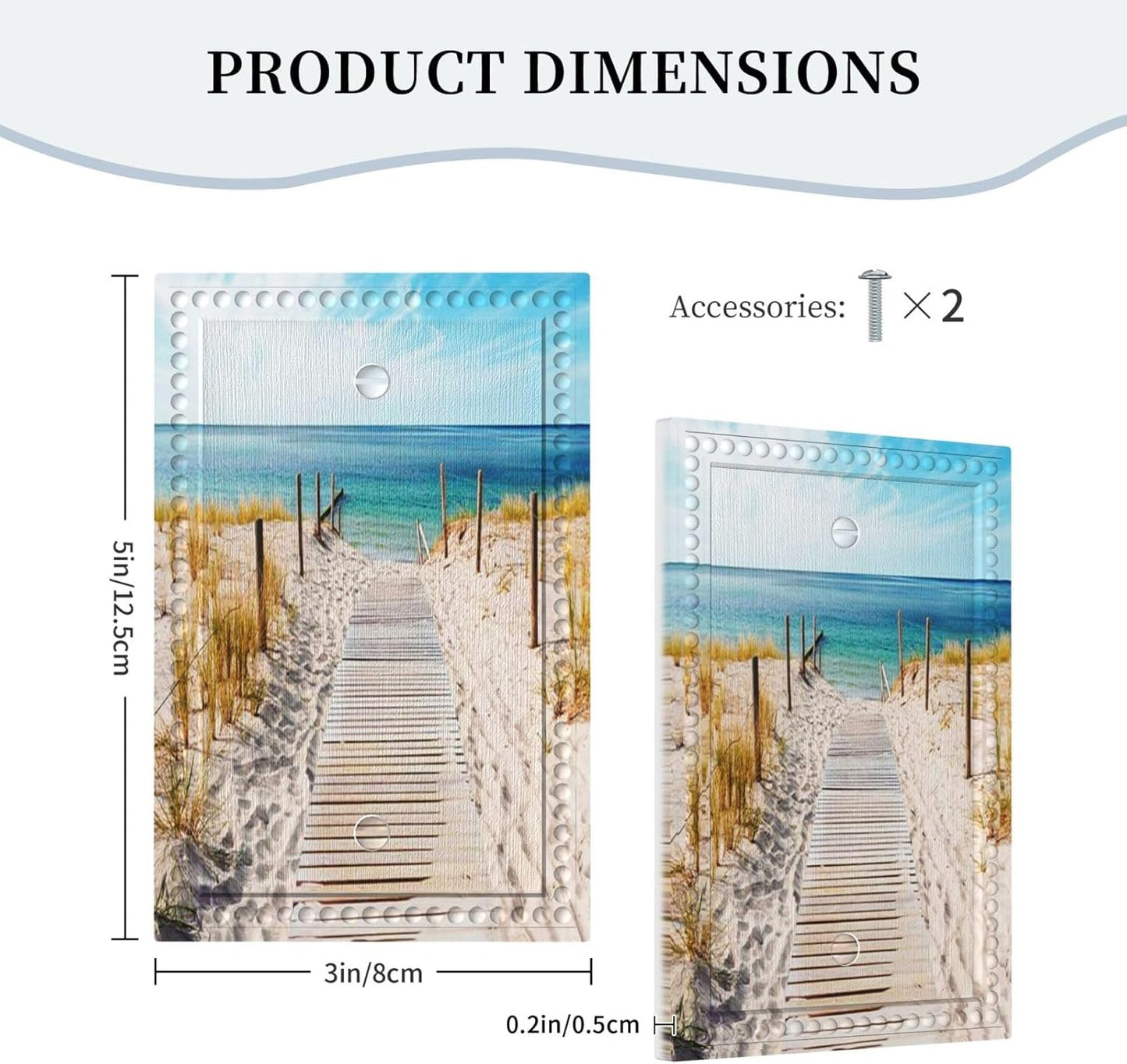 Igneinf Peaceful Beach Blank Light Switch Cover Wall Plate for Home Decor Ocean Theme