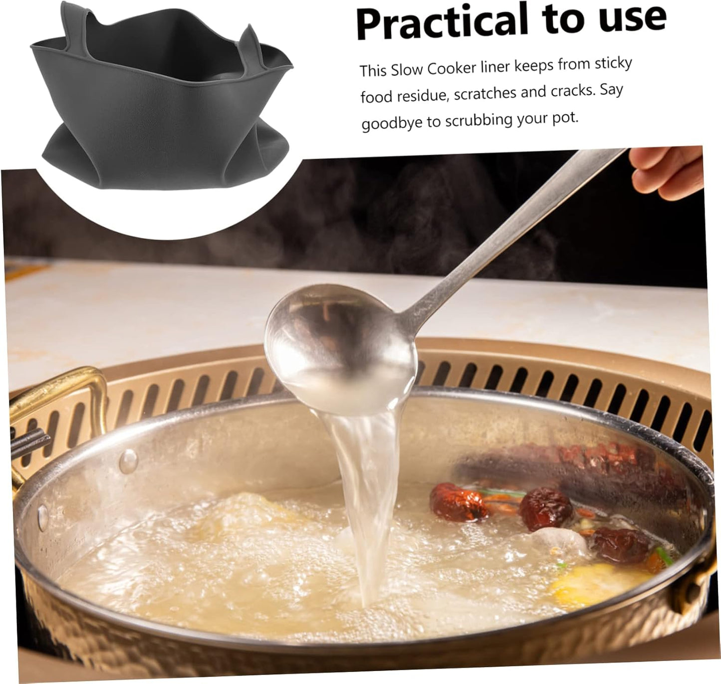 IMIKEYA 8QT Slow Cooker Silicone Insert Liner - Leak Proof, Reusable, Easy to Clean - Odor-Free Silicone Bowl for Effortless Meal Prep