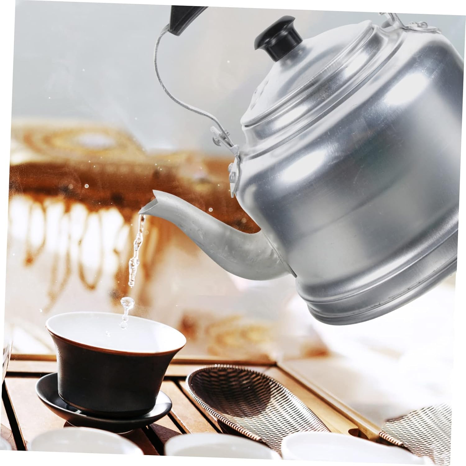 IMIKEYA Aluminum Teapot Tea Kettle with Wide Mouth for Easy Water Filling - 4.0L Capacity