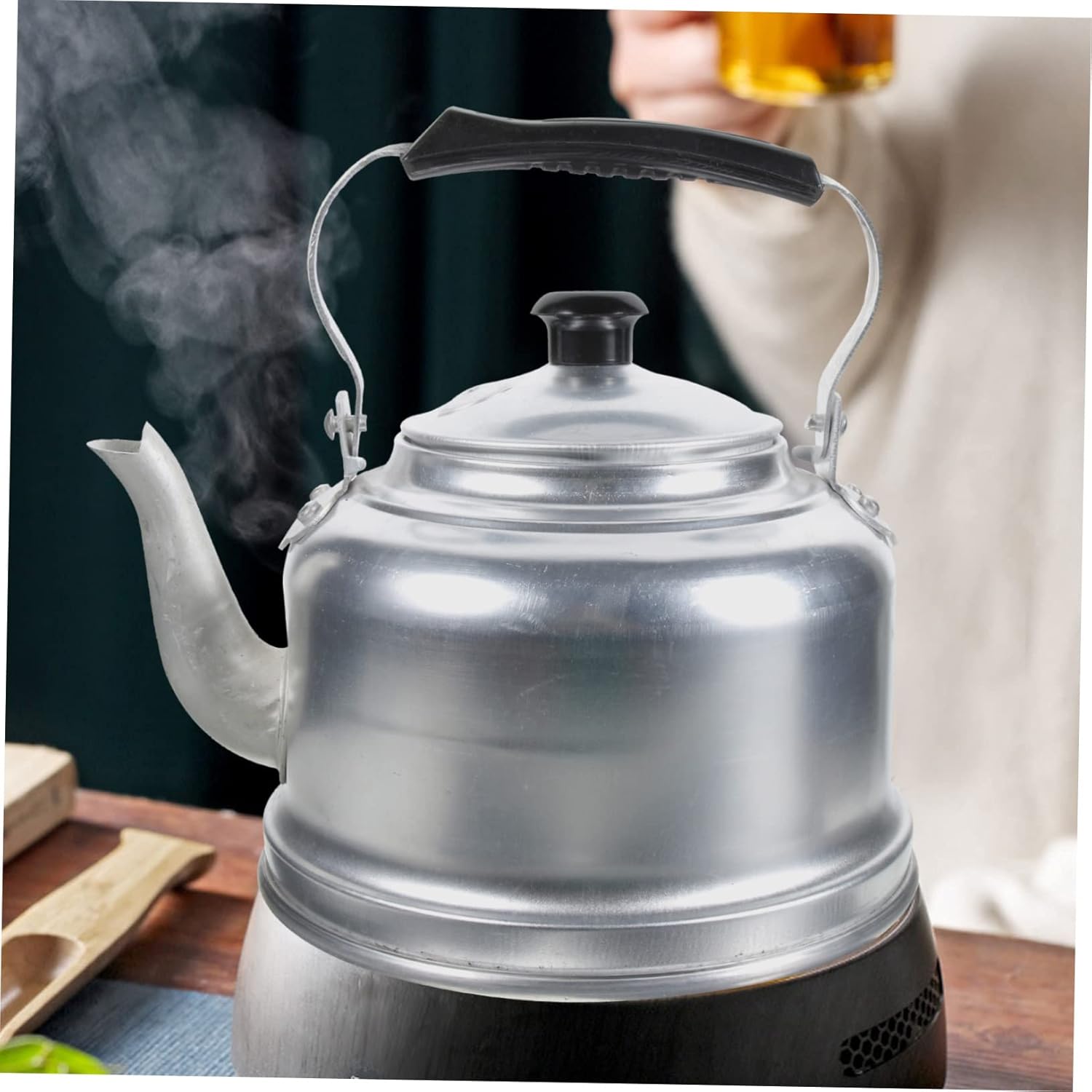 IMIKEYA Aluminum Teapot Tea Kettle with Wide Mouth for Easy Water Filling - 4.0L Capacity