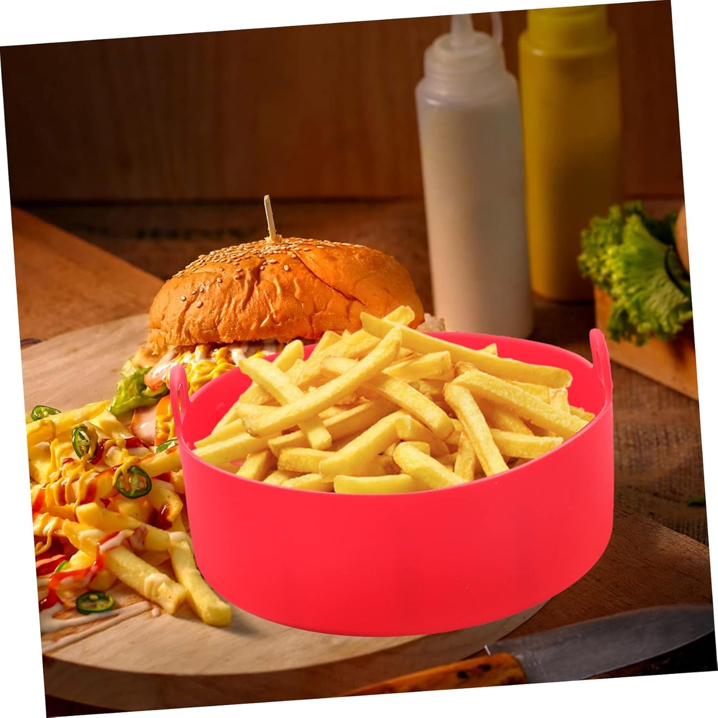 IMIKEYA Fryer Toaster Cake Pan Liners for Air Fryer Insert - Red Mini Pot Baking Pan for Airfryers