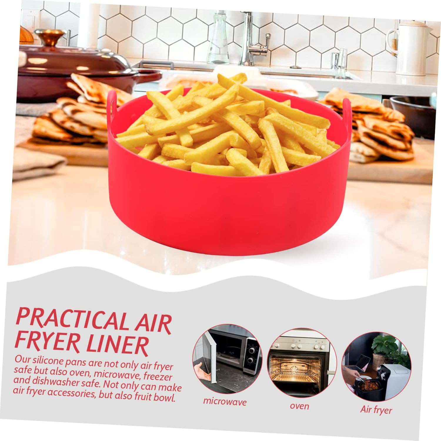 IMIKEYA Fryer Toaster Cake Pan Liners for Air Fryer Insert - Red Mini Pot Baking Pan for Airfryers