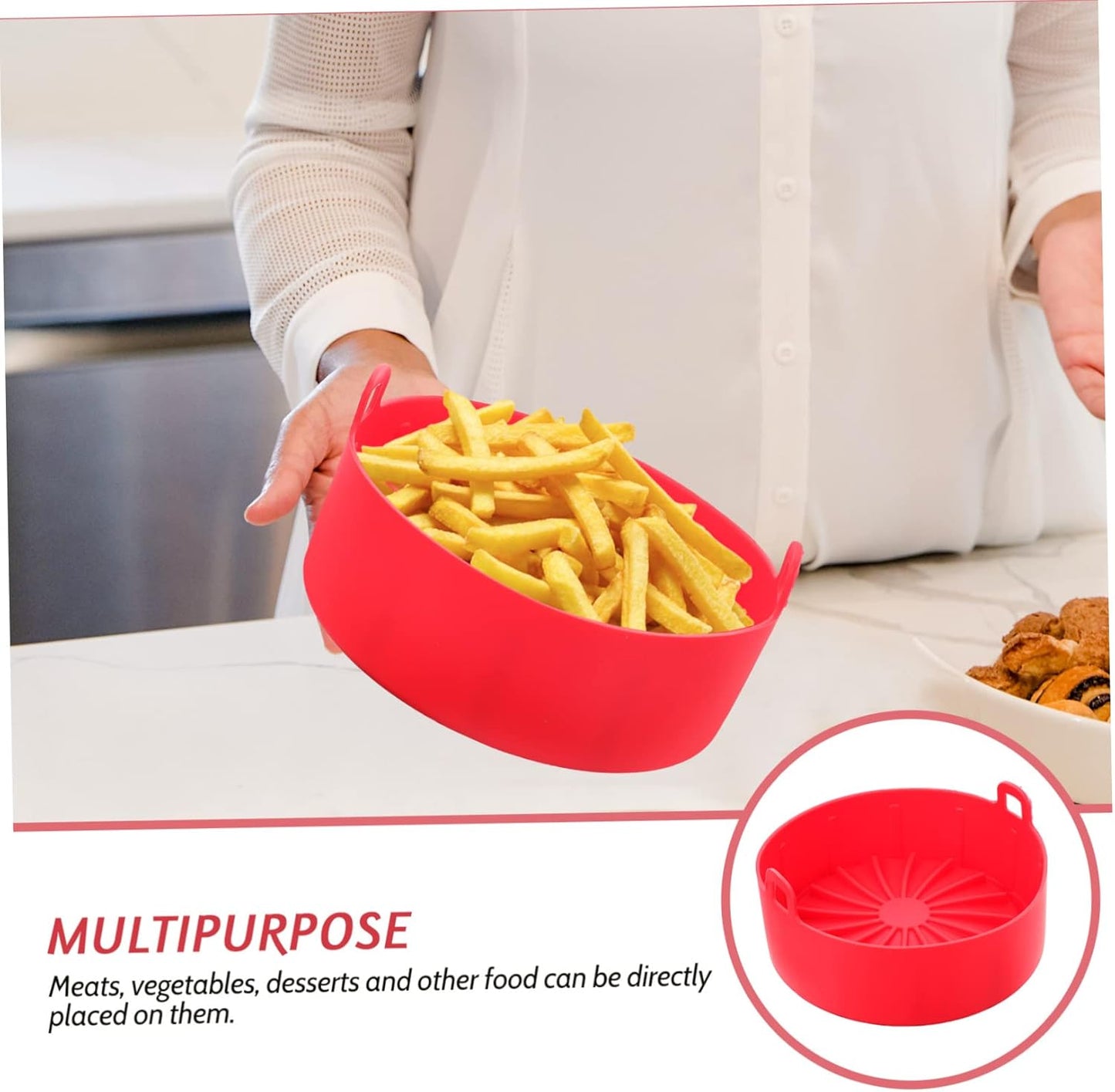 IMIKEYA Fryer Toaster Cake Pan Liners for Air Fryer Insert - Red Mini Pot Baking Pan for Airfryers