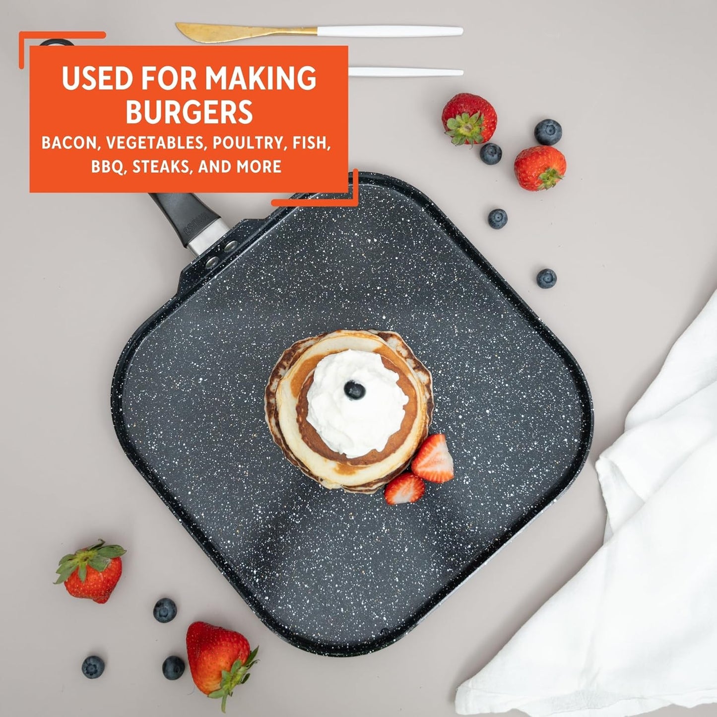 IMUSA 11” Ceramic Nonstick Griddle Pan with Bakelite Handle - Bistro Quality