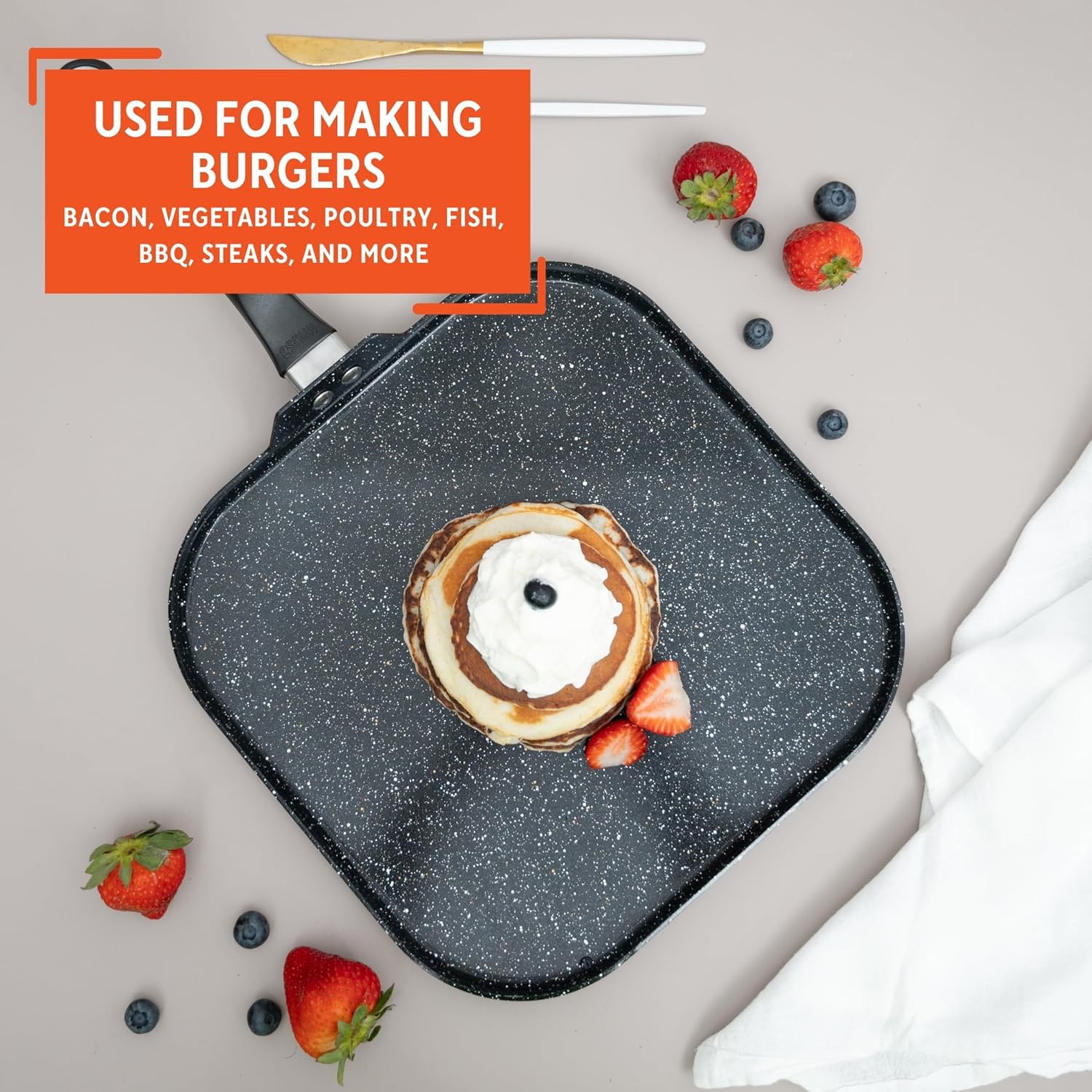 IMUSA 11” Ceramic Nonstick Griddle Pan with Bakelite Handle - Bistro Quality