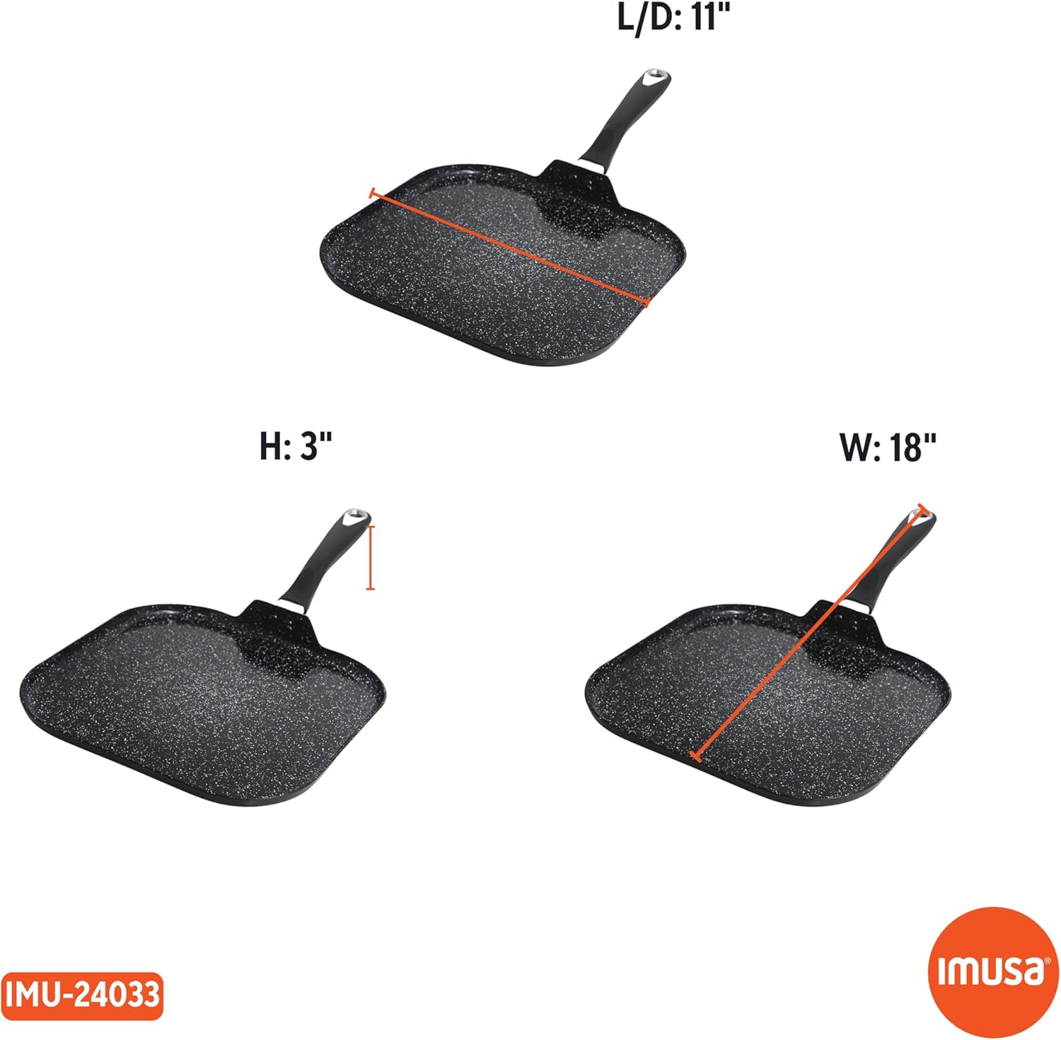 IMUSA 11” Ceramic Nonstick Griddle Pan with Bakelite Handle - Bistro Quality