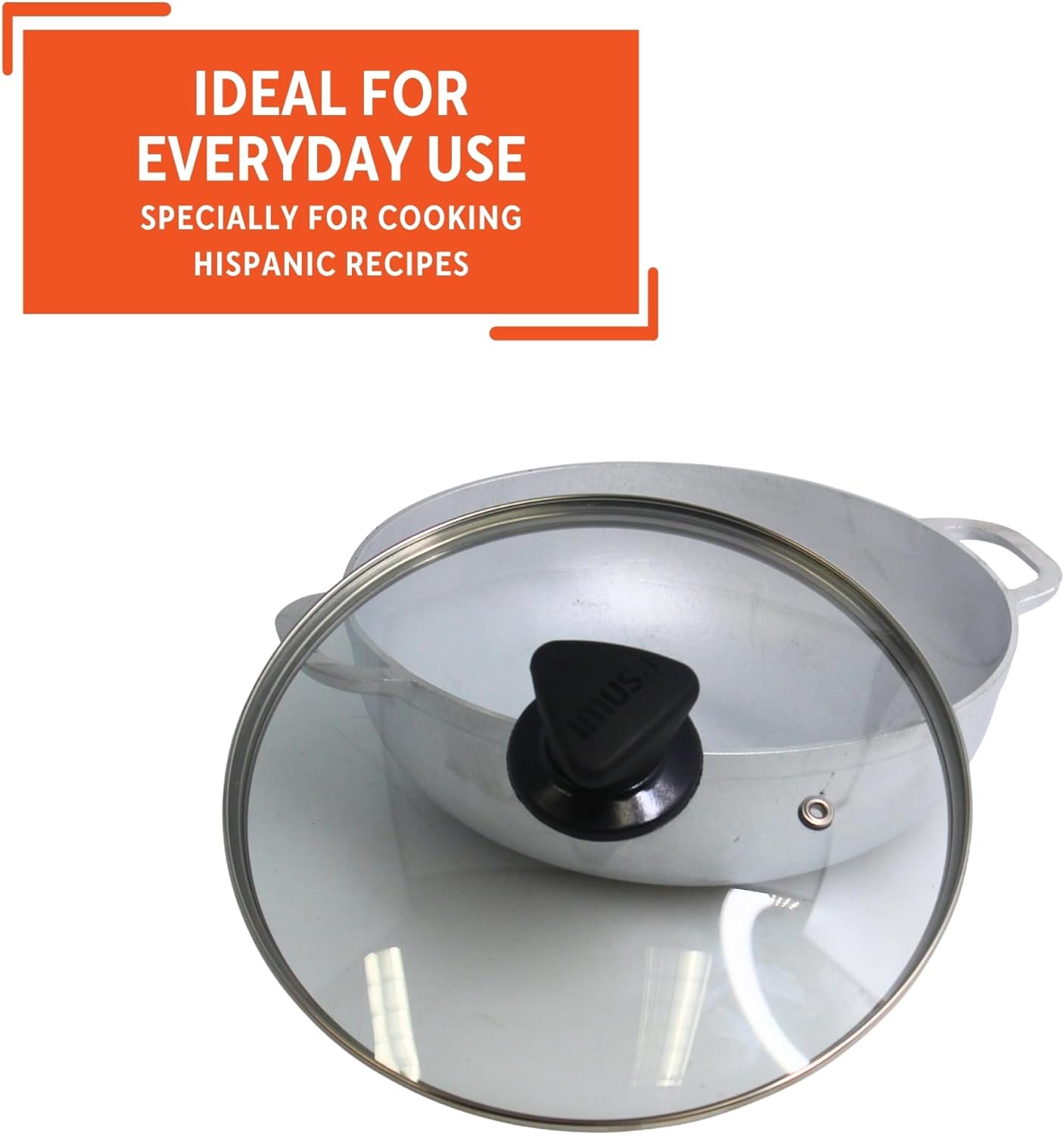 IMUSA 2.0Qt Basic Caldero with Glass Lid - 20cm: Essential Cookware for Everyday Cooking