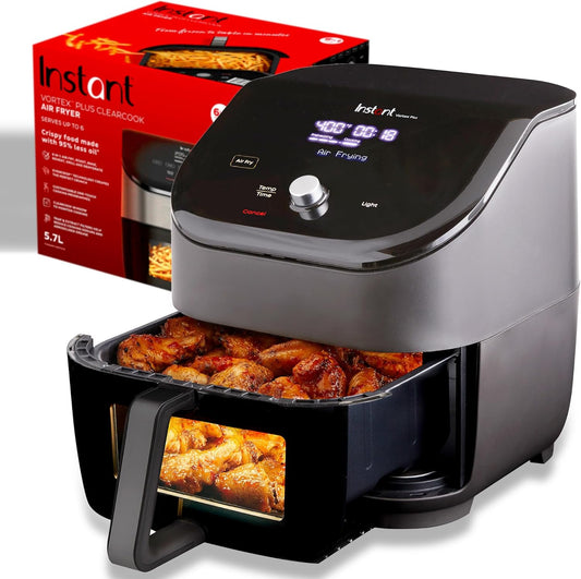 Instant Pot Vortex Plus 6QT ClearCook Air Fryer, 6 Functions, Custom Programs, Clear Windows, Black