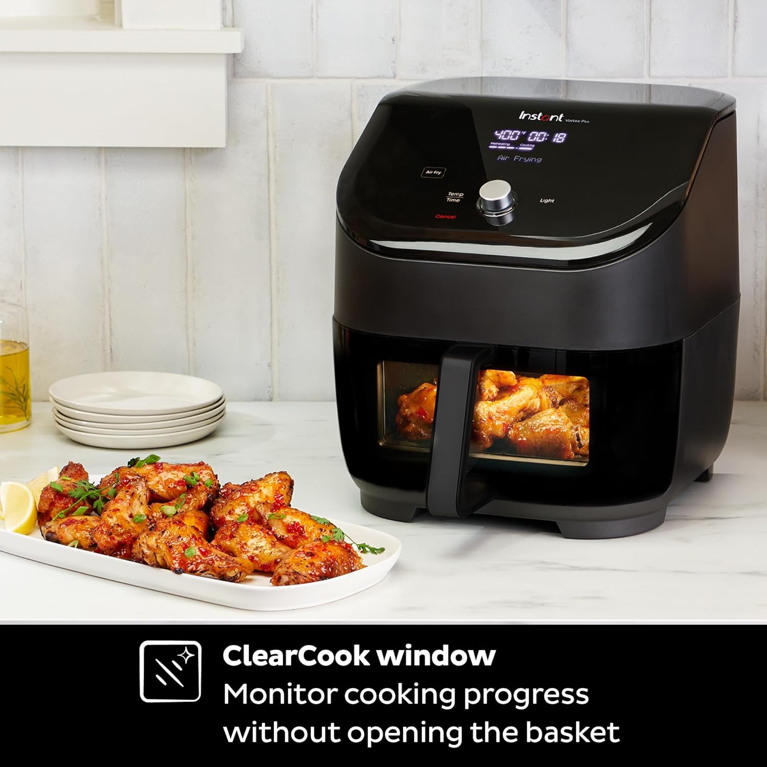 Instant Pot Vortex Plus 6QT ClearCook Air Fryer, 6 Functions, Custom Programs, Clear Windows, Black