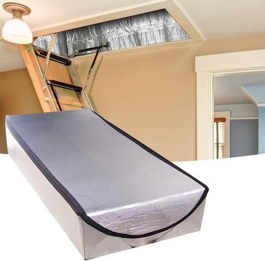 Insulated Attic Stairs Cover with R-Value 15.5 - 25" x 54" x 11" - Easy Zipper Access - Air Tight Ladder Insulation