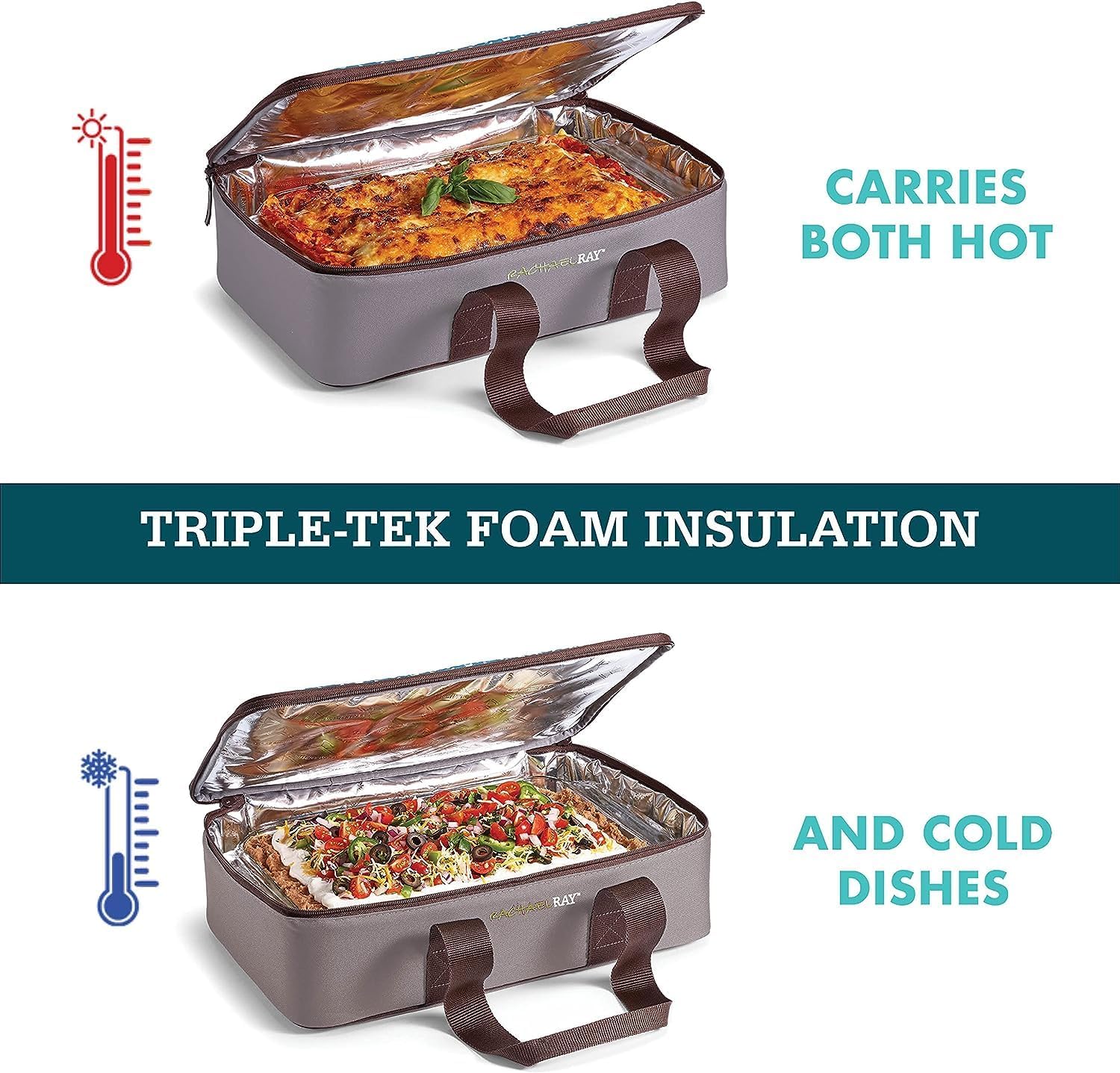 Insulated Casserole Carrier Bag for Hot or Cold Food, Fits 9x13 Baking Dish - Burgundy Color, Perfect for Potlucks, Parties, Picnics, and Cookouts by Rachael Ray