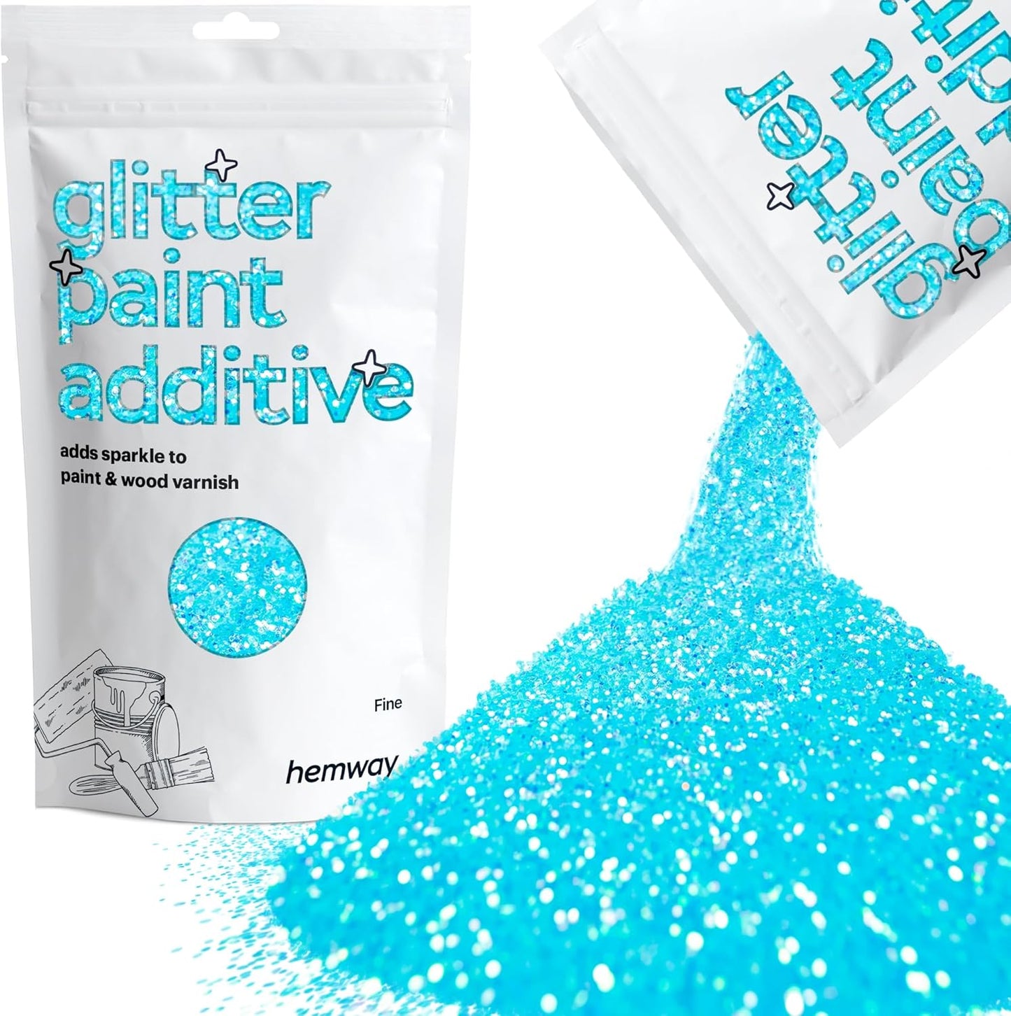 Iridescent Baby Blue Glitter Paint Additive for Acrylic & Emulsion Paint - 100g - Fine Crystals for Interior & Exterior Walls, Wood, Varnish, Furniture