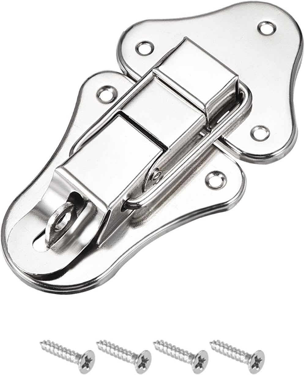 Iron Hasp Latches for Cabinets Boxes Suitcases - METALLIXITY Toggle Catch Lock (95mm x 52mm), Silver Tone