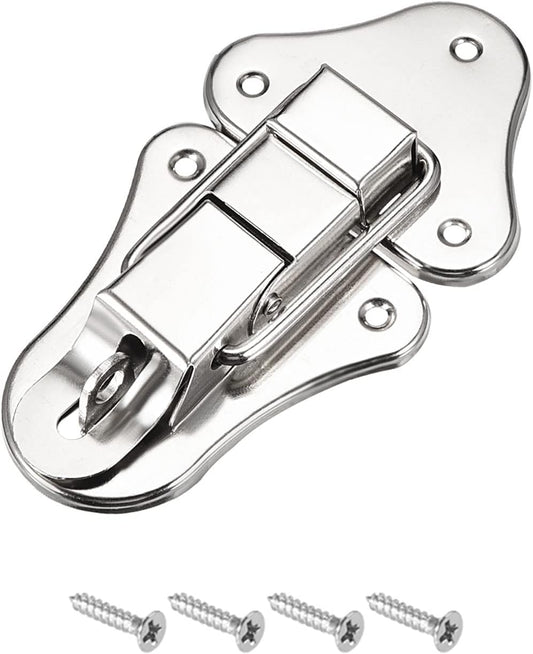 Iron Hasp Latches for Cabinets Boxes Suitcases - METALLIXITY Toggle Catch Lock (95mm x 52mm), Silver Tone