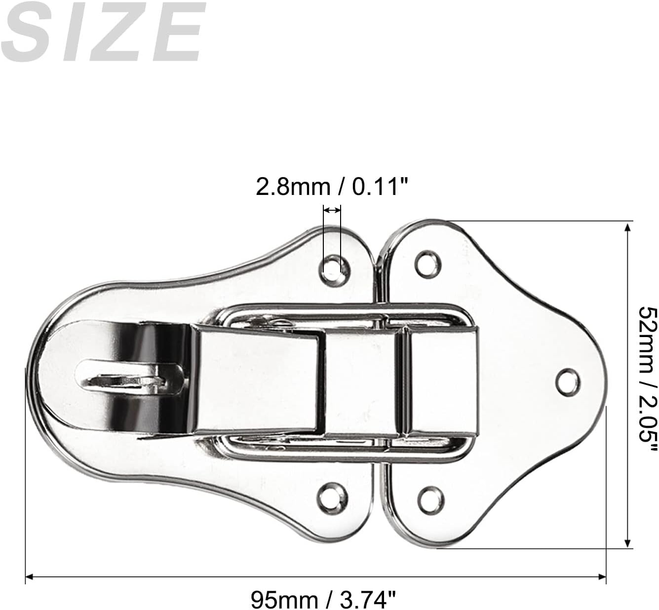 Iron Hasp Latches for Cabinets Boxes Suitcases - METALLIXITY Toggle Catch Lock (95mm x 52mm), Silver Tone