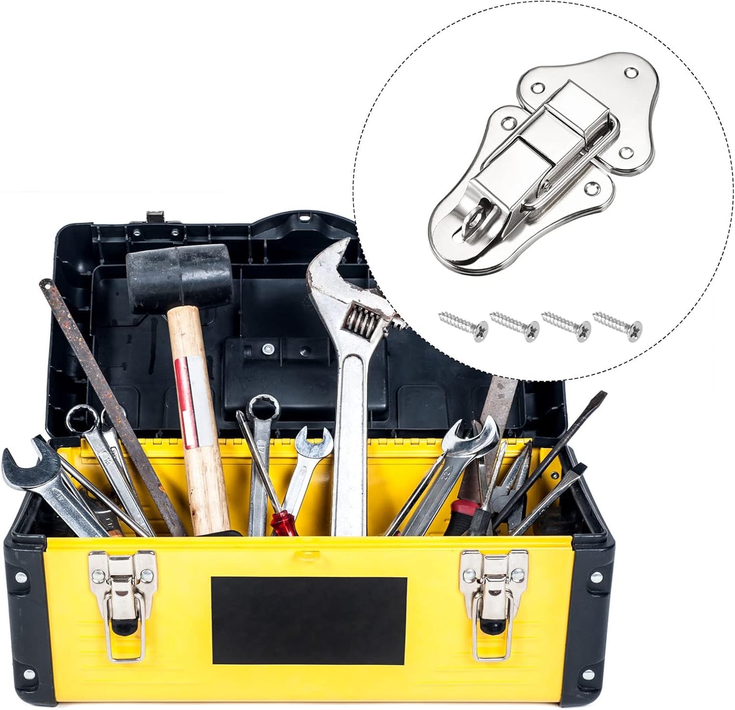 Iron Hasp Latches for Cabinets Boxes Suitcases - METALLIXITY Toggle Catch Lock (95mm x 52mm), Silver Tone