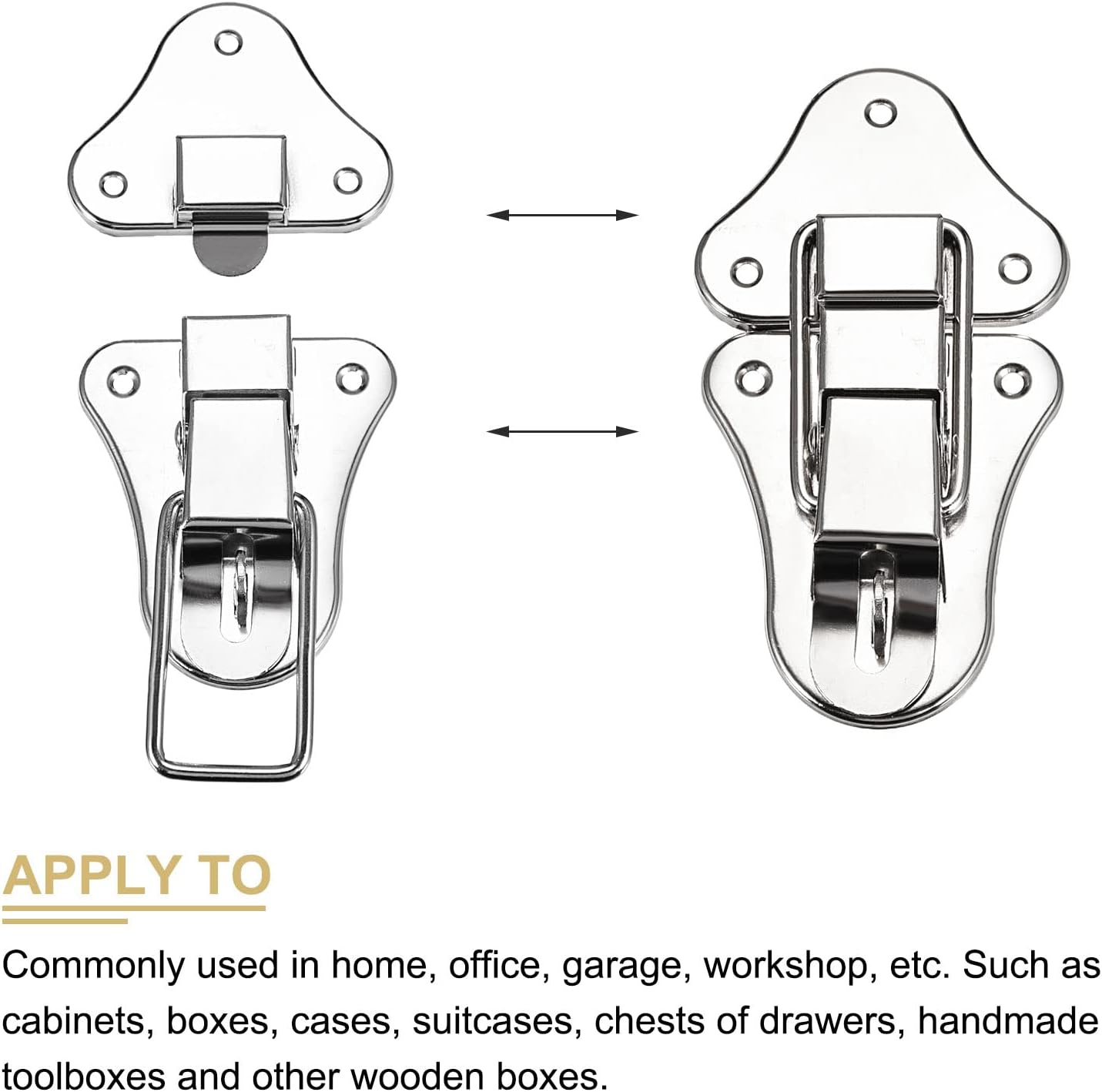 Iron Hasp Latches for Cabinets Boxes Suitcases - METALLIXITY Toggle Catch Lock (95mm x 52mm), Silver Tone