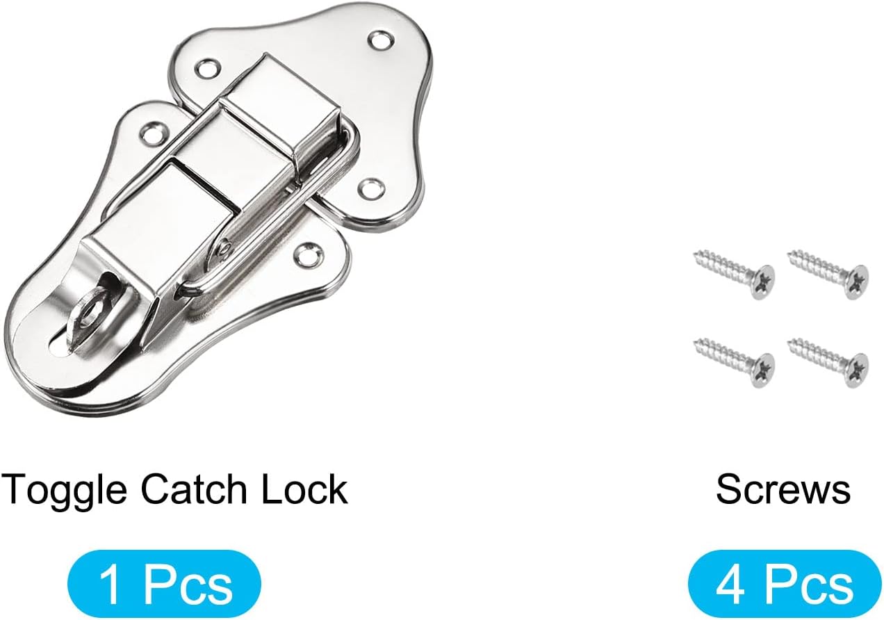 Iron Hasp Latches for Cabinets Boxes Suitcases - METALLIXITY Toggle Catch Lock (95mm x 52mm), Silver Tone