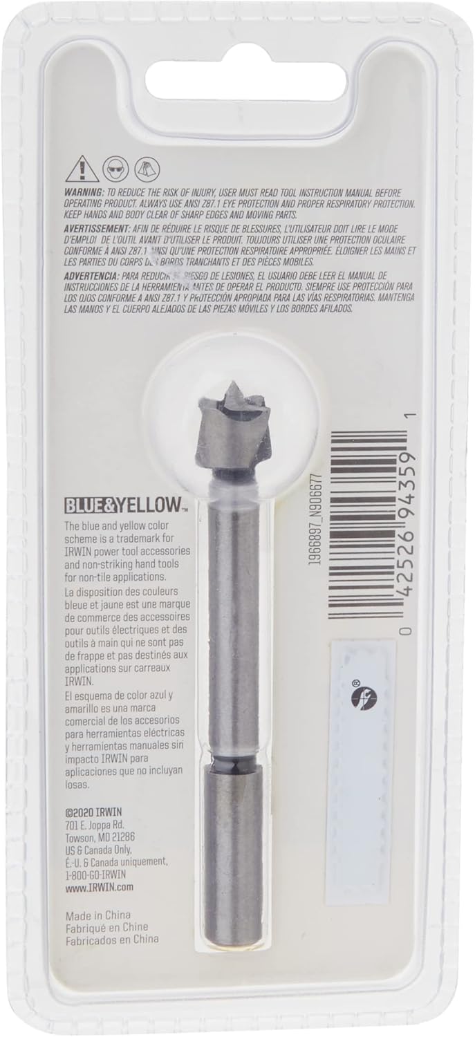 Irwin Marples 1966897 Forstner Bit, 5/8" Wood Drilling Tool