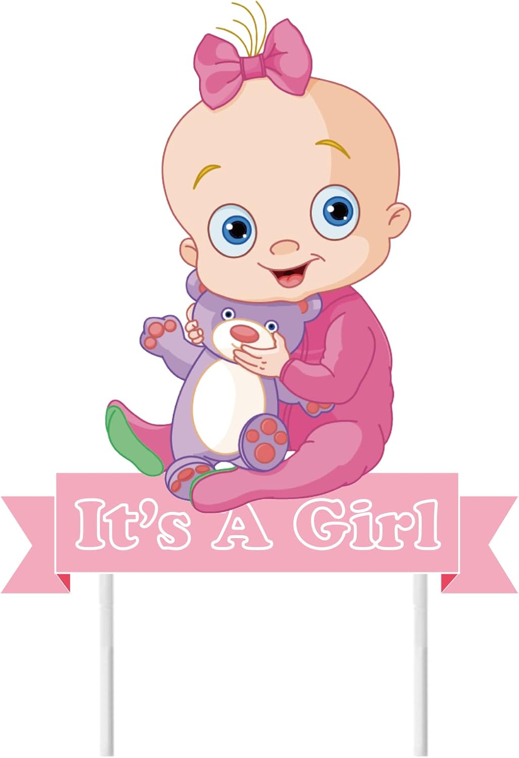 It's a Girl Yard Signs Display Decorations for Outdoor Party Decor - Garden Decor Lawn Yard Décor (12.6x14.1inch)