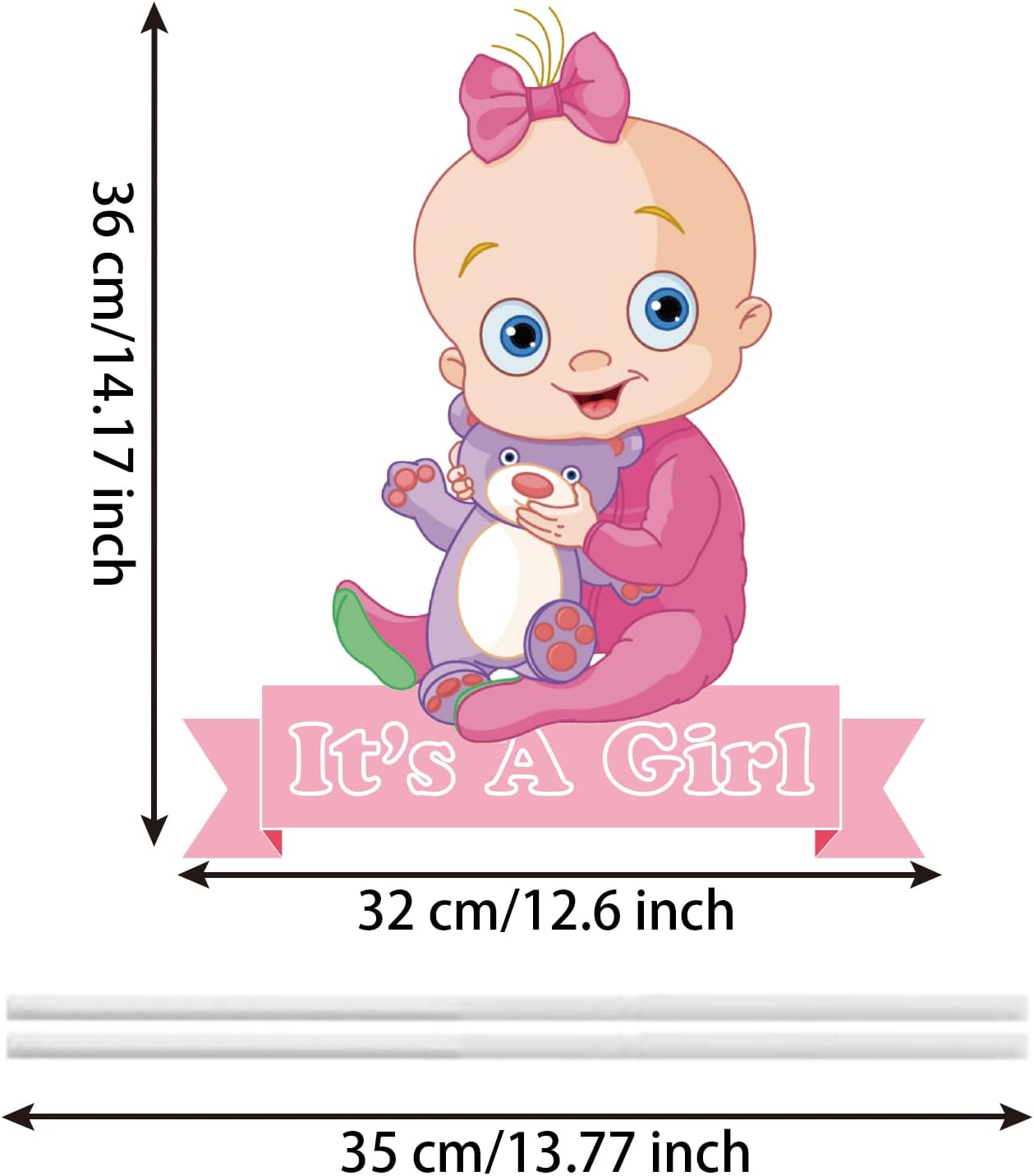 It's a Girl Yard Signs Display Decorations for Outdoor Party Decor - Garden Decor Lawn Yard Décor (12.6x14.1inch)