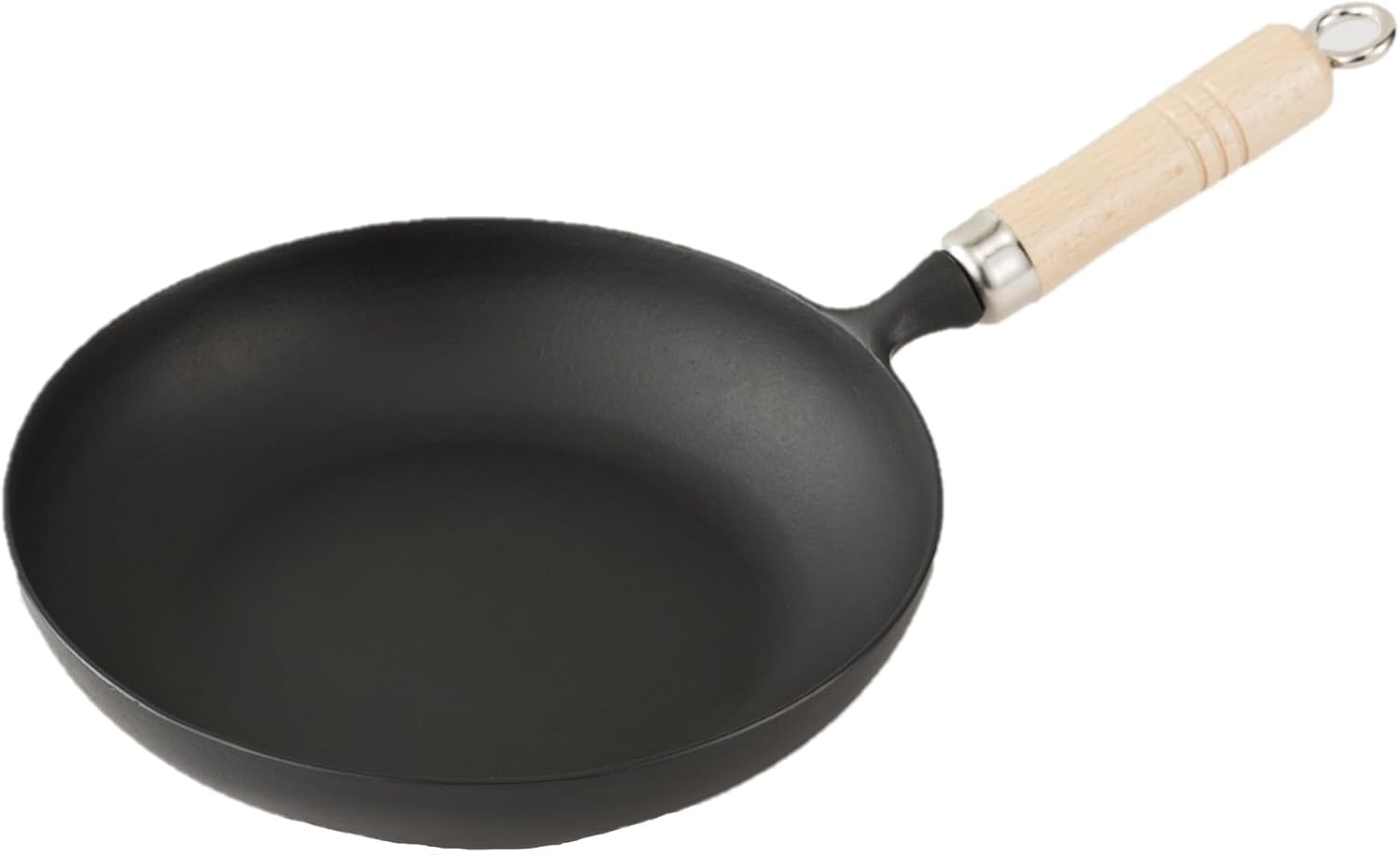 Iwachu Nambu Ironware 24006 Omelette Pan 24 - 9.3 inch Black Frying Pan with Wooden Handle, Induction Compatible