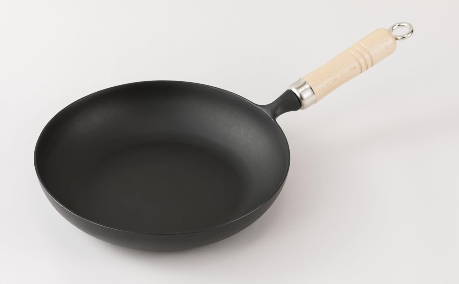 Iwachu Nambu Ironware 24006 Omelette Pan 24 - 9.3 inch Black Frying Pan with Wooden Handle, Induction Compatible