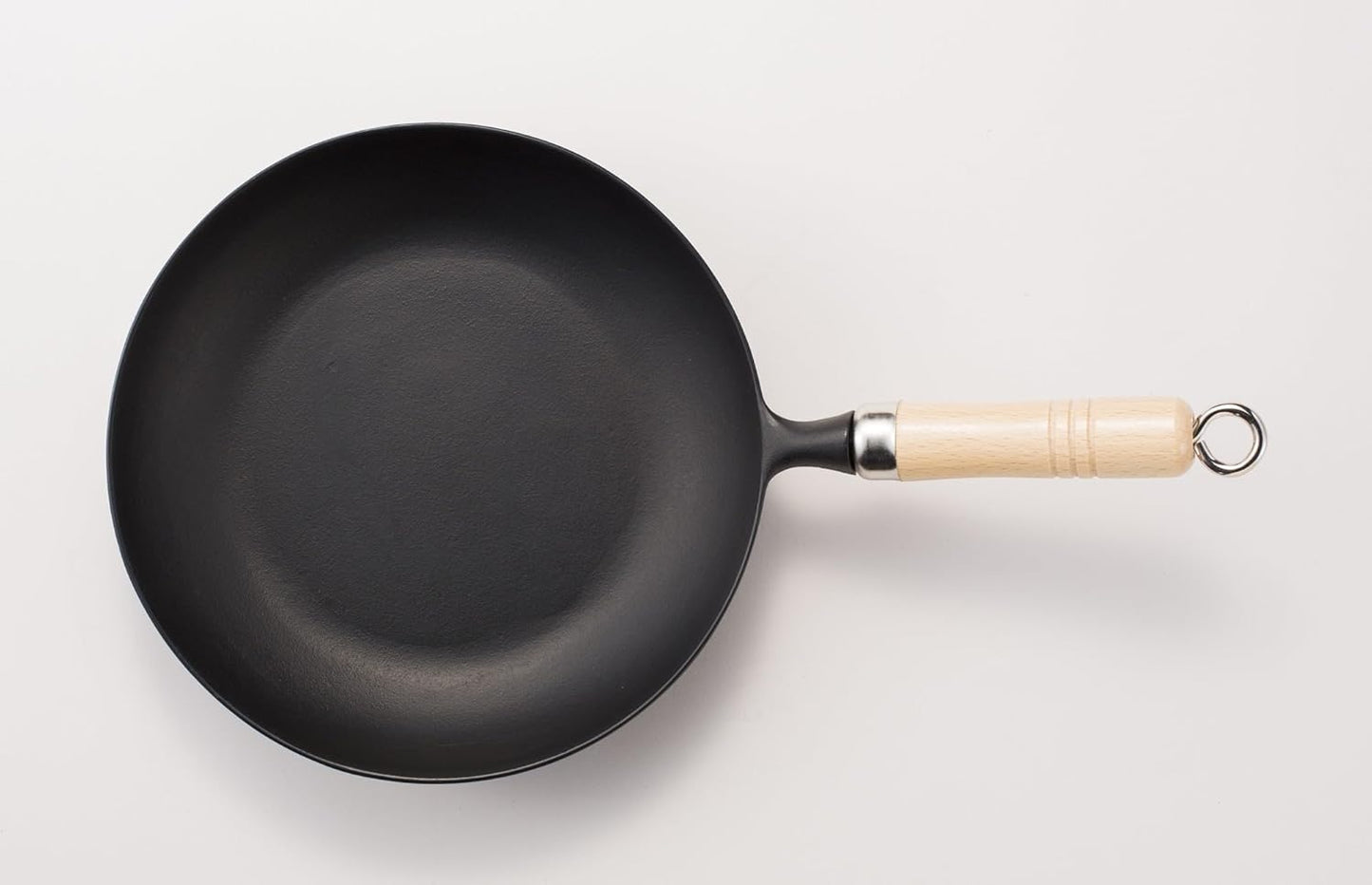 Iwachu Nambu Ironware 24006 Omelette Pan 24 - 9.3 inch Black Frying Pan with Wooden Handle, Induction Compatible