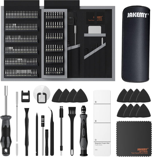 JAKEMY Precision Screwdriver Set with 202 Professional Electronics Repair Tools and Rubber Mat