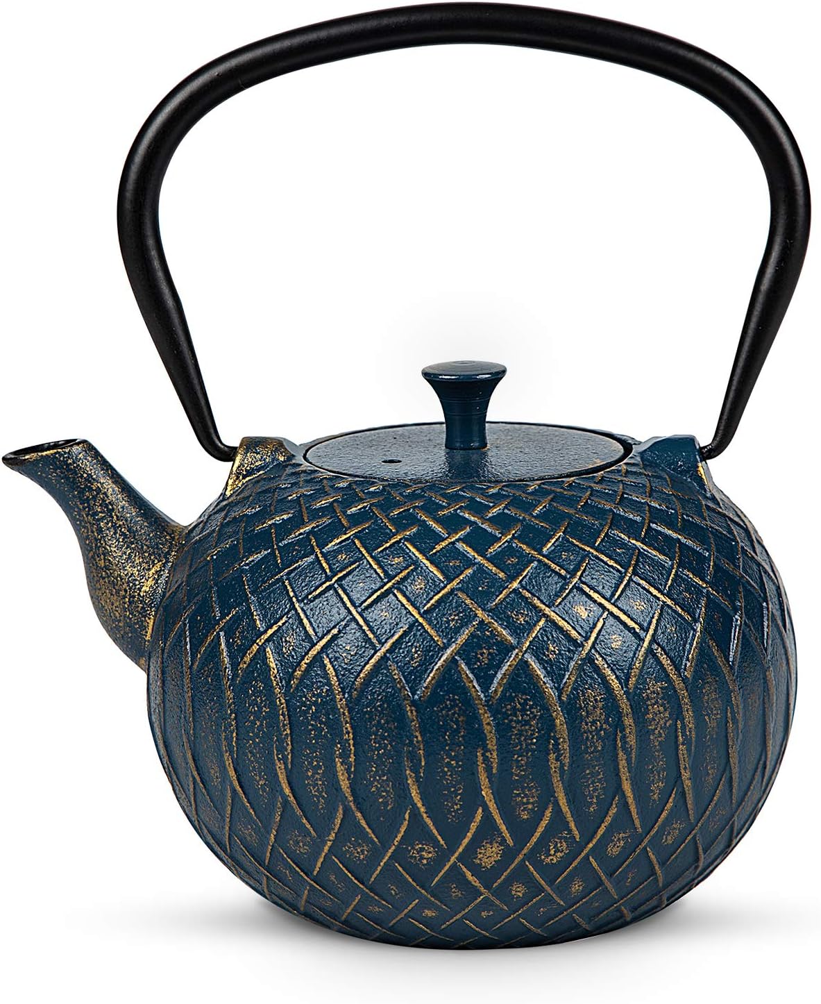 Japanese Cast Iron Tea Kettle for Stove Top with Infusers - 34 oz (1000 ml) Navy Melody