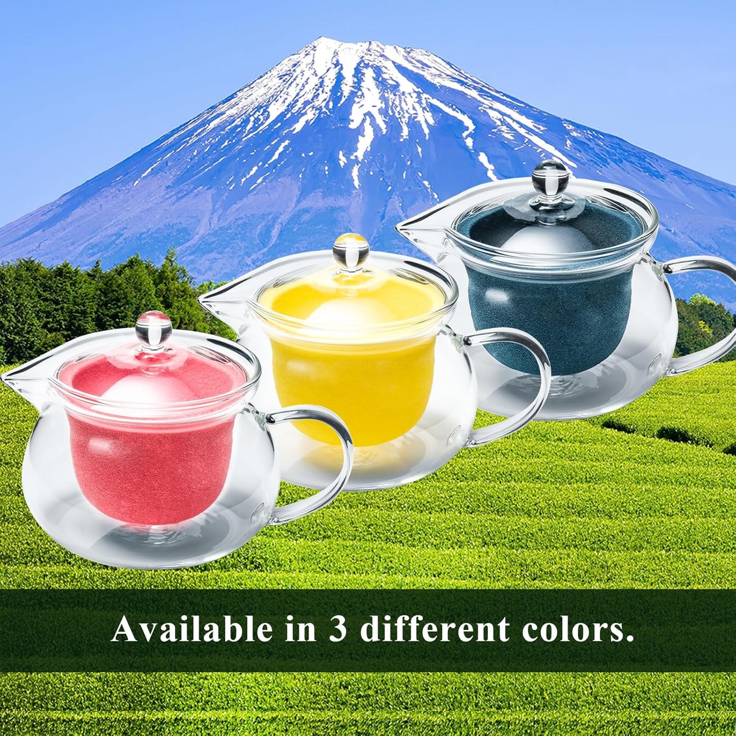 Japanese Made Wablade Heatproof Glass Teapot with Removable Ceramic Infuser - 13.5 fl oz - Pink Color