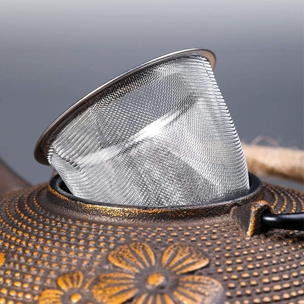 Japanese Style Iron Teapot with Stainless Steel Infuser/Strainer Set - 900ml Anti Rust Enameled Interior - Flat Iron Teapots