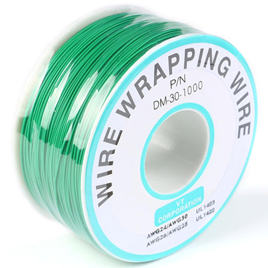 JESSINIE Green Electronic Wire DM-30-1000 30 AWG Single Core Tinned Copper Solid Cable 250M - Circuit Board Compatible Wire Wrapping Wire