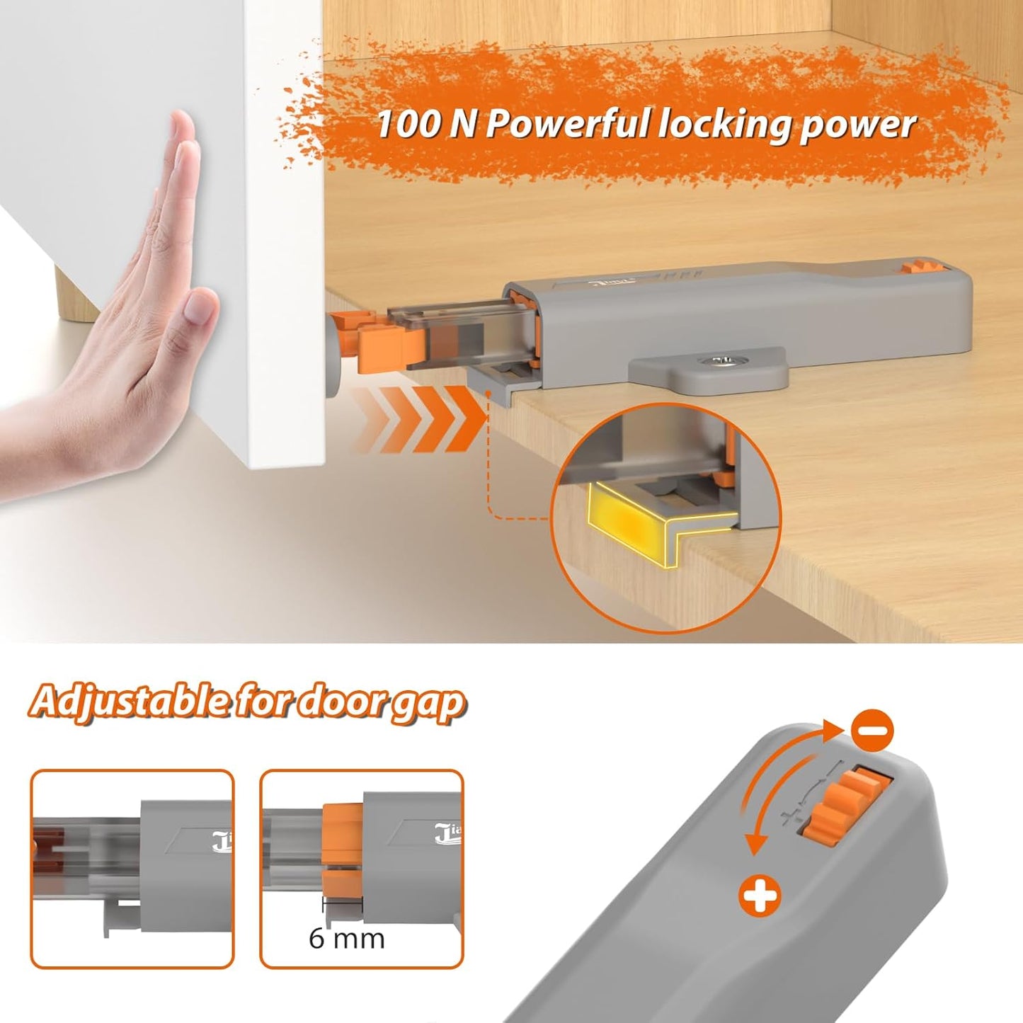 Jiayi 2 Pack Heavy Duty Non-Magnetic Cabinet Push Latch for RV Hidden Doors and Kitchen Cabinets