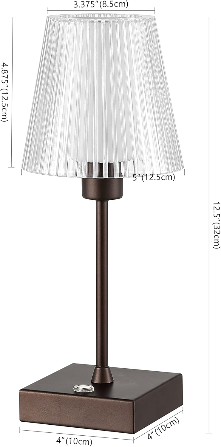 Jonathan Y JYL7225A Oscar 12.5" Modern Industrial Rechargeable Cordless Table Lamp, Oil Rubbed Bronze