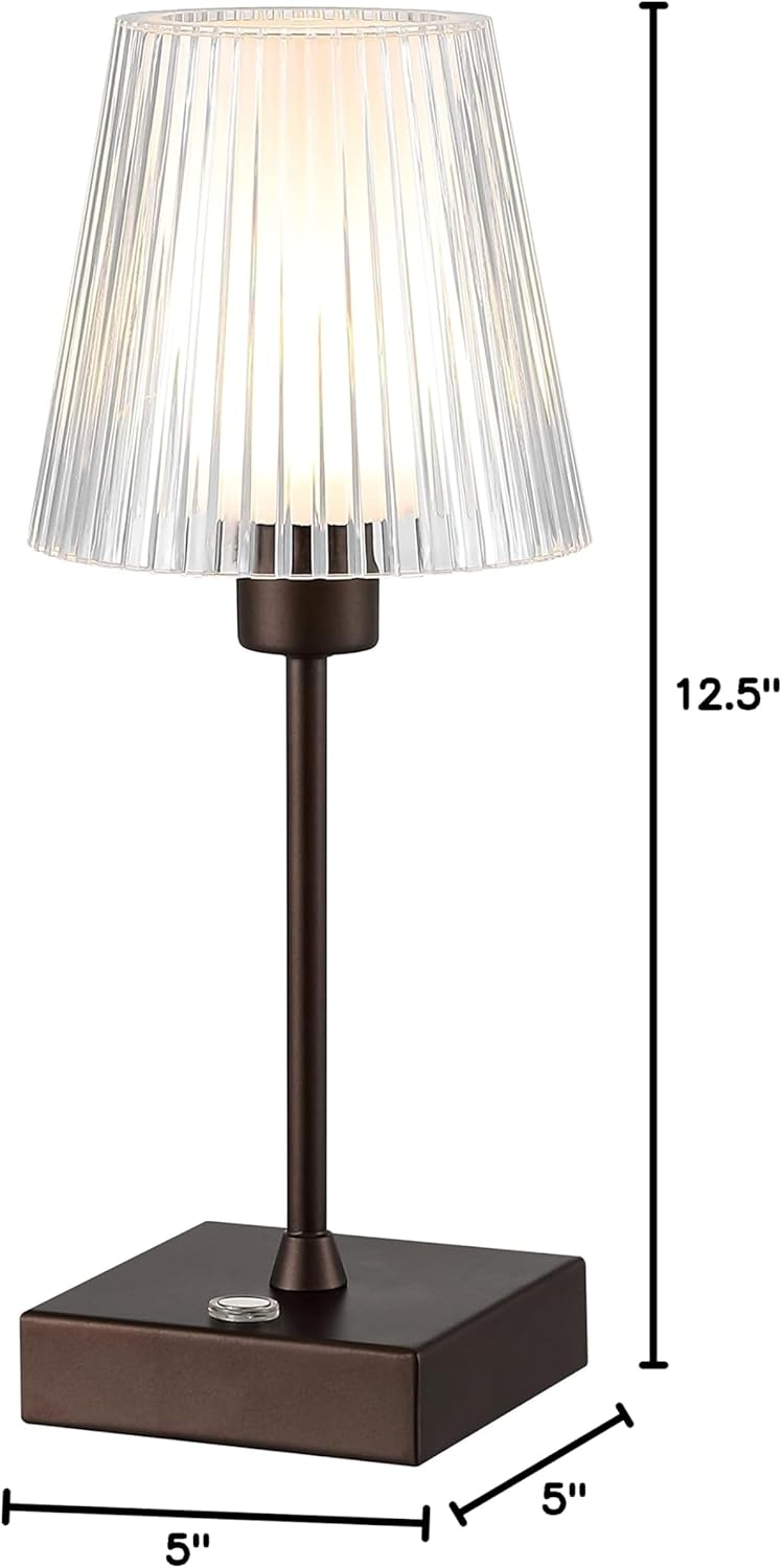 Jonathan Y JYL7225A Oscar 12.5" Modern Industrial Rechargeable Cordless Table Lamp, Oil Rubbed Bronze