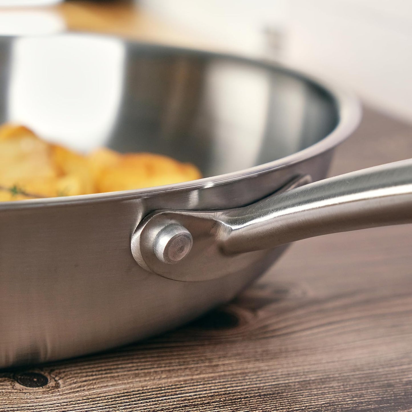 KAMBERG 0008270 Triply Stainless Steel Frying Pan 20 cm - PFAS-Free - Induction & Oven Safe - Grey