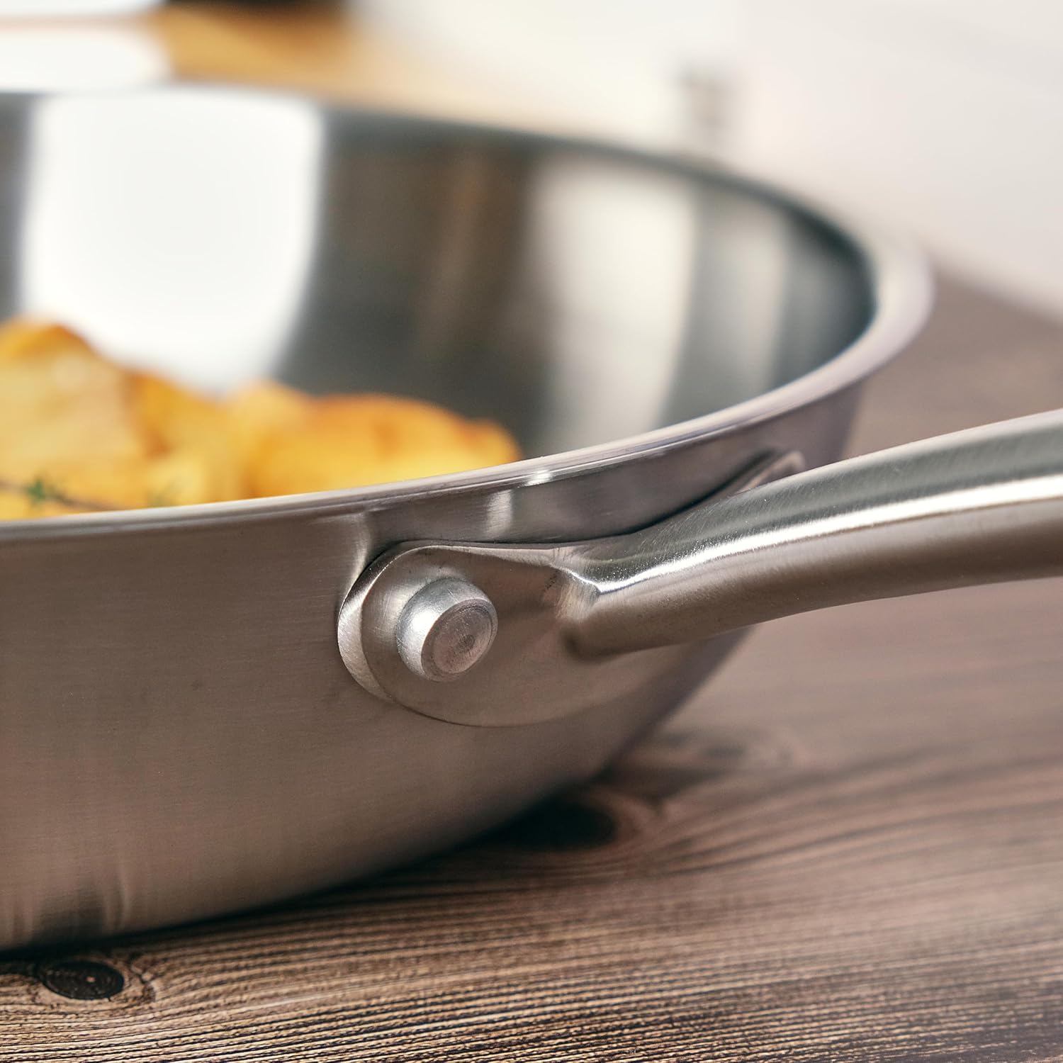 KAMBERG 0008270 Triply Stainless Steel Frying Pan 20 cm - PFAS-Free - Induction & Oven Safe - Grey