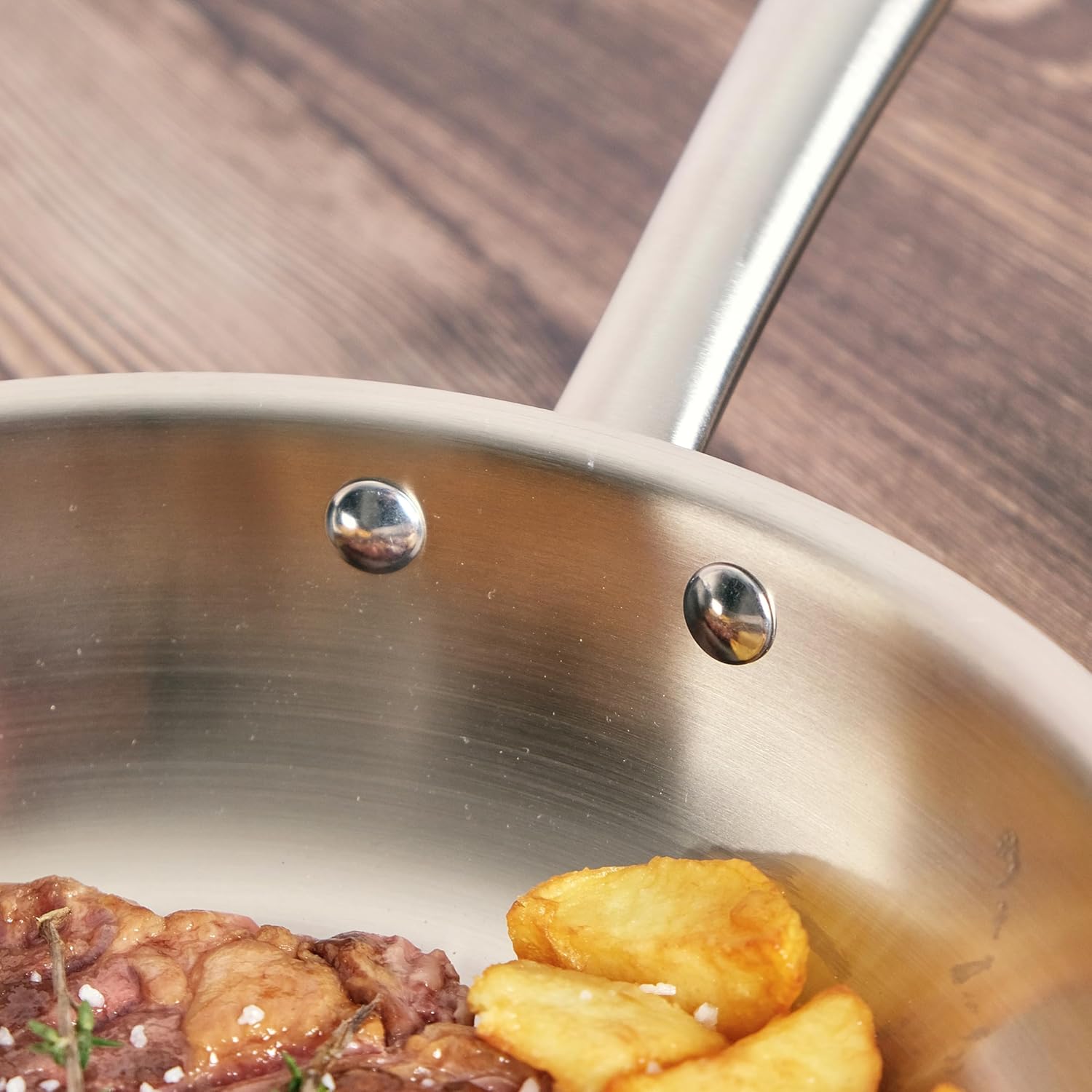 KAMBERG 0008270 Triply Stainless Steel Frying Pan 20 cm - PFAS-Free - Induction & Oven Safe - Grey