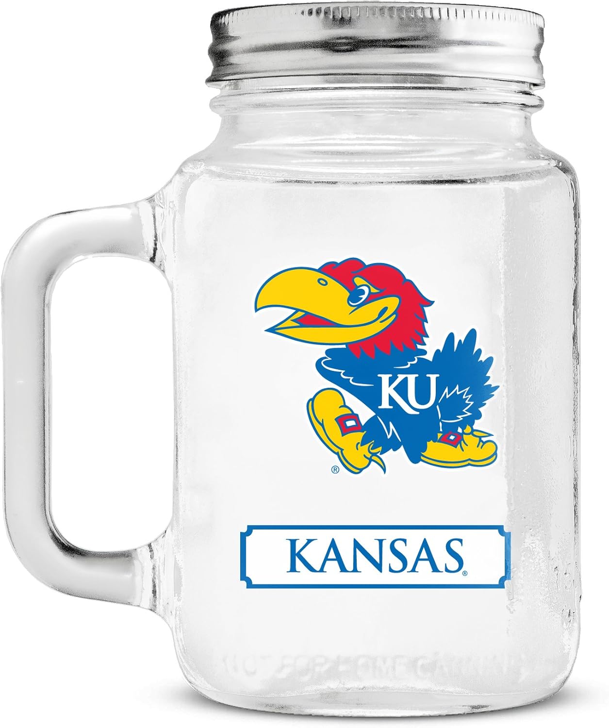 Kansas Jayhawks 20oz Glass Mason Jar - Official NCAA Duck House Merchandise