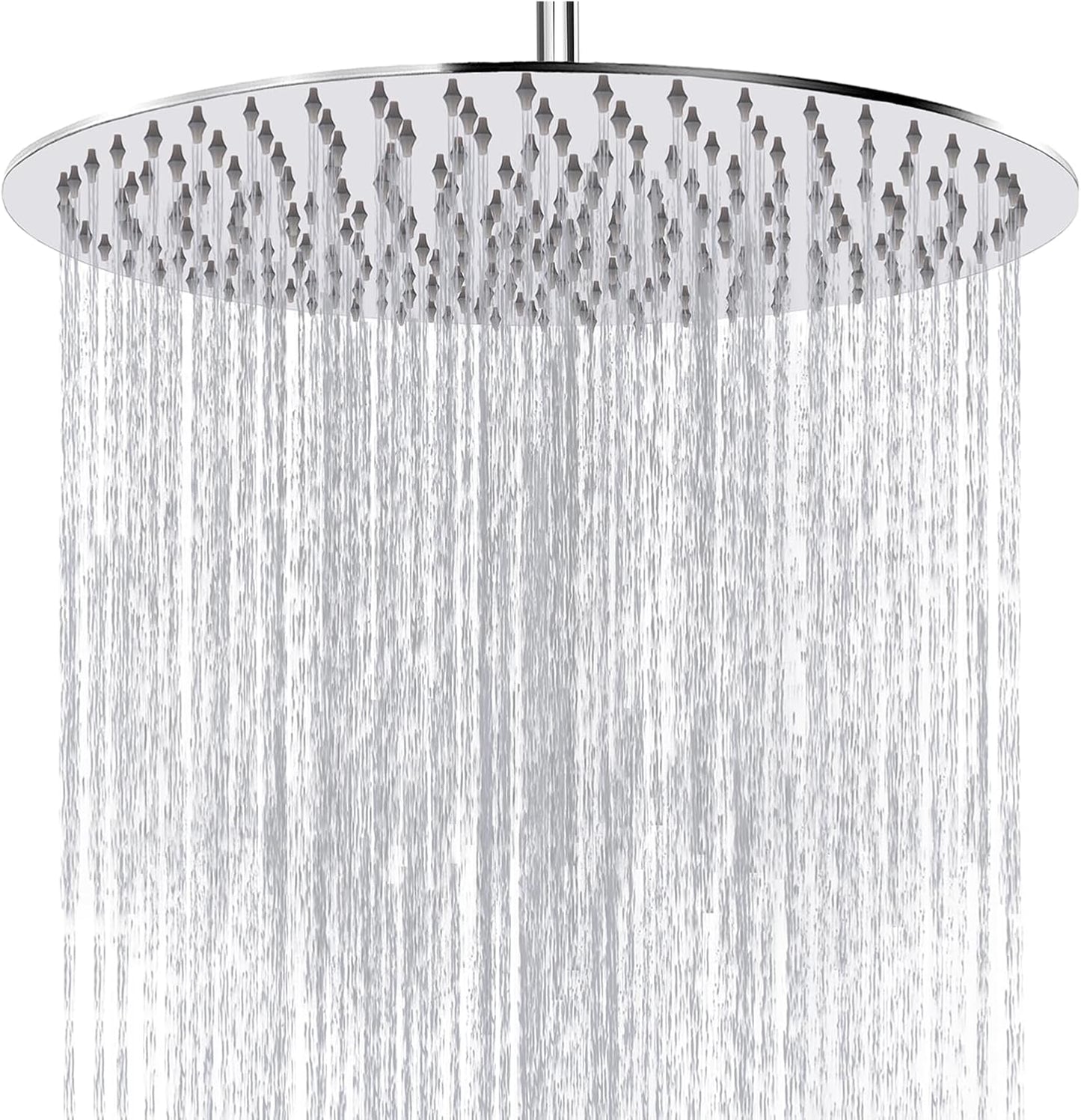 Katezon Stainless Steel Rainfall Showerhead - High Flow 12'' Rain Shower Head for Bathroom, Wall/Ceiling Mount, Chrome