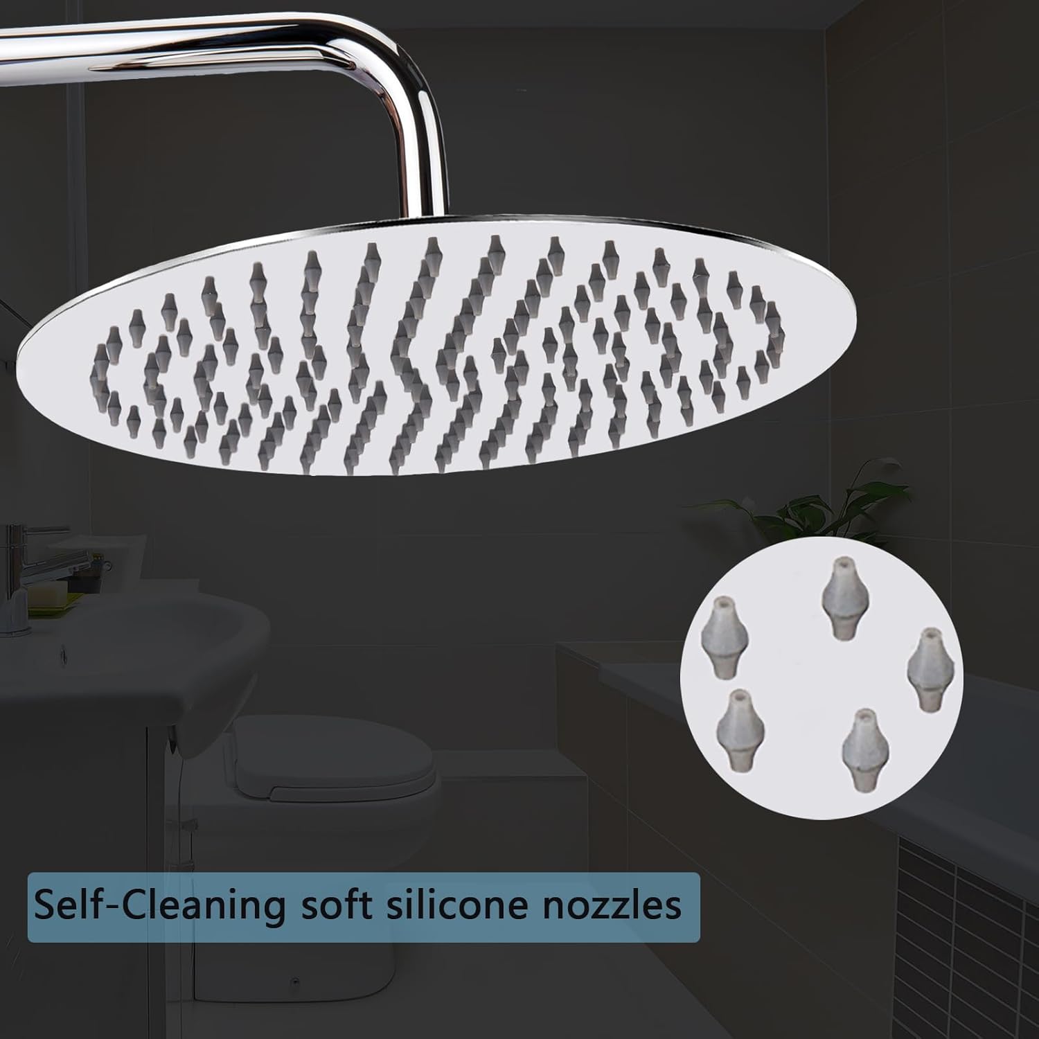 Katezon Stainless Steel Rainfall Showerhead - High Flow 12'' Rain Shower Head for Bathroom, Wall/Ceiling Mount, Chrome