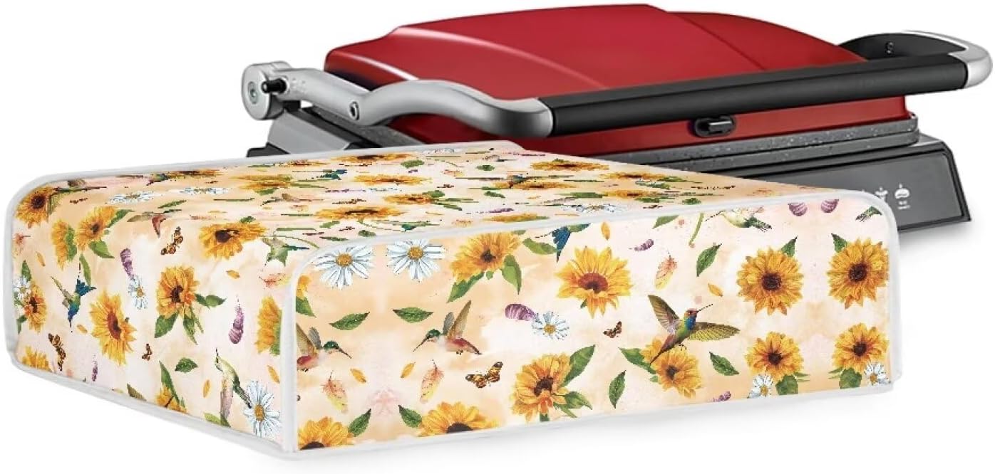 Kathyboom Bird Sunflower Grill Pan and Griddle Cover - Durable Lightweight Protective Cover for Pizza and Sandwich Makers - Easy to Clean, Large Size