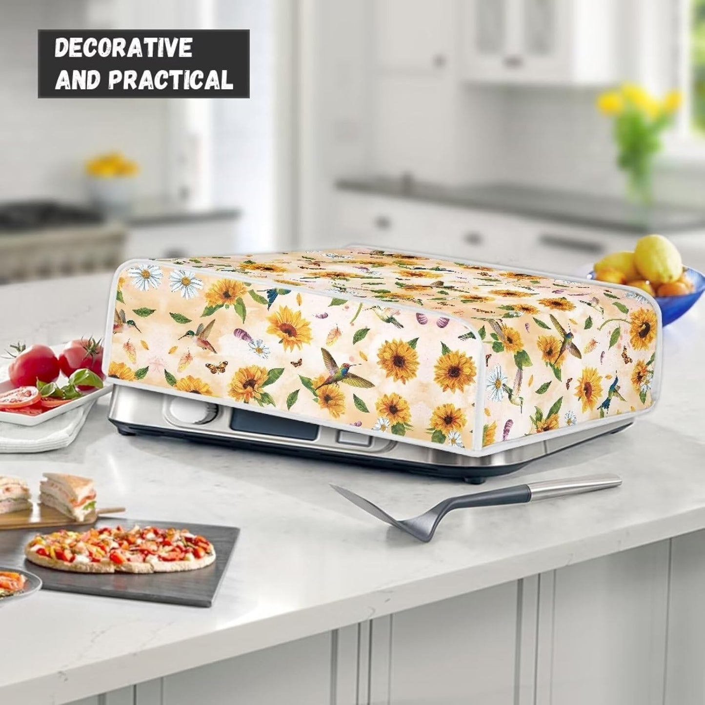 Kathyboom Bird Sunflower Grill Pan and Griddle Cover - Durable Lightweight Protective Cover for Pizza and Sandwich Makers - Easy to Clean, Large Size