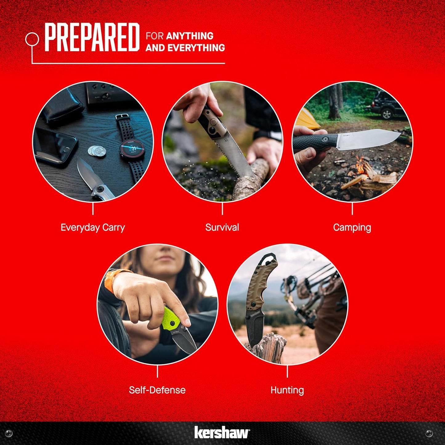 Kershaw Blur Black 1670BLK Pocketknife, 3.4" Drop Point Blade, Cerakote Finish, SpeedSafe Opening & Reversible Clip