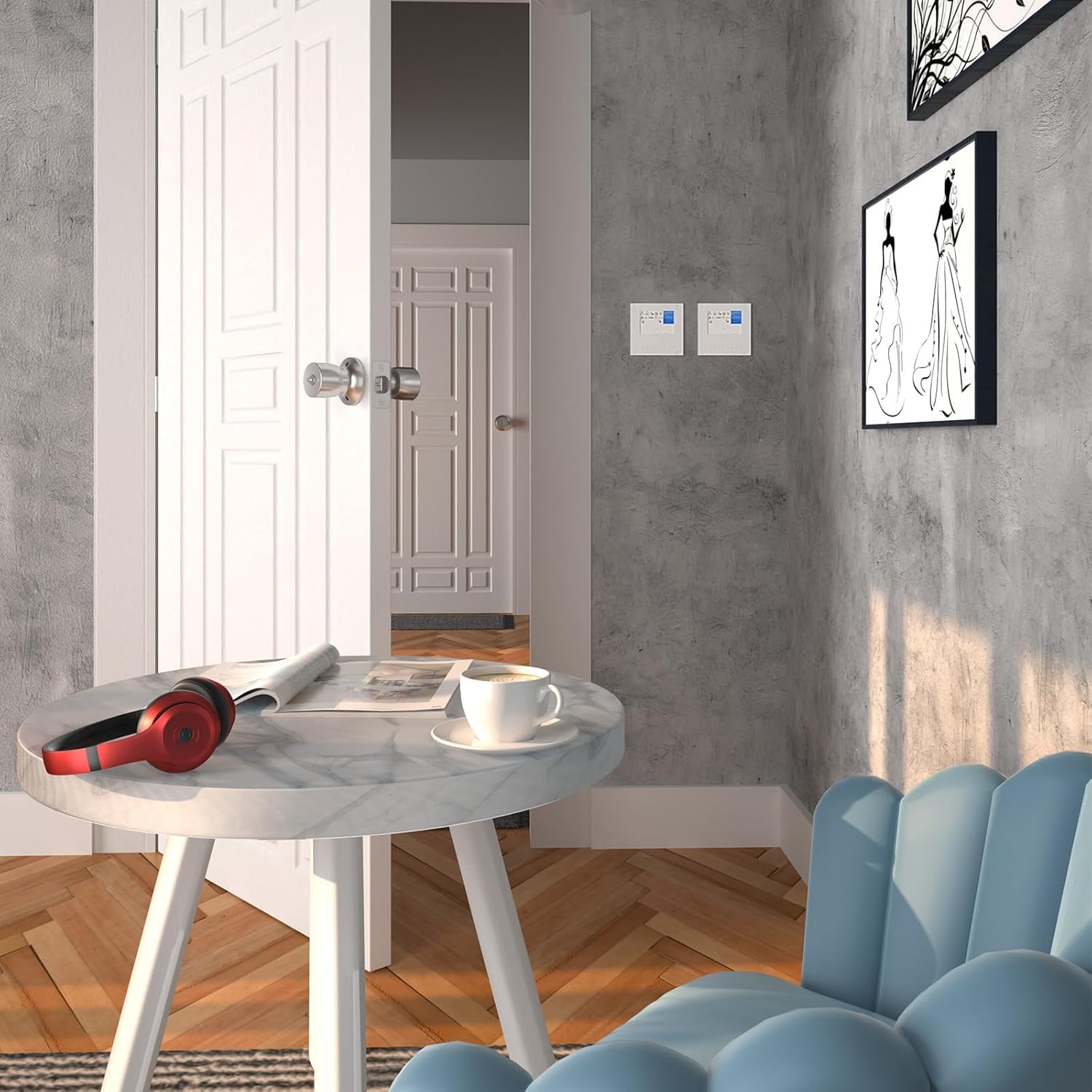 Keyed Entry Door Knob with Lock and Key for Front Door - Satin Nickel, Ideal for Commercial and Residential Use in Bedroom and Bathroom